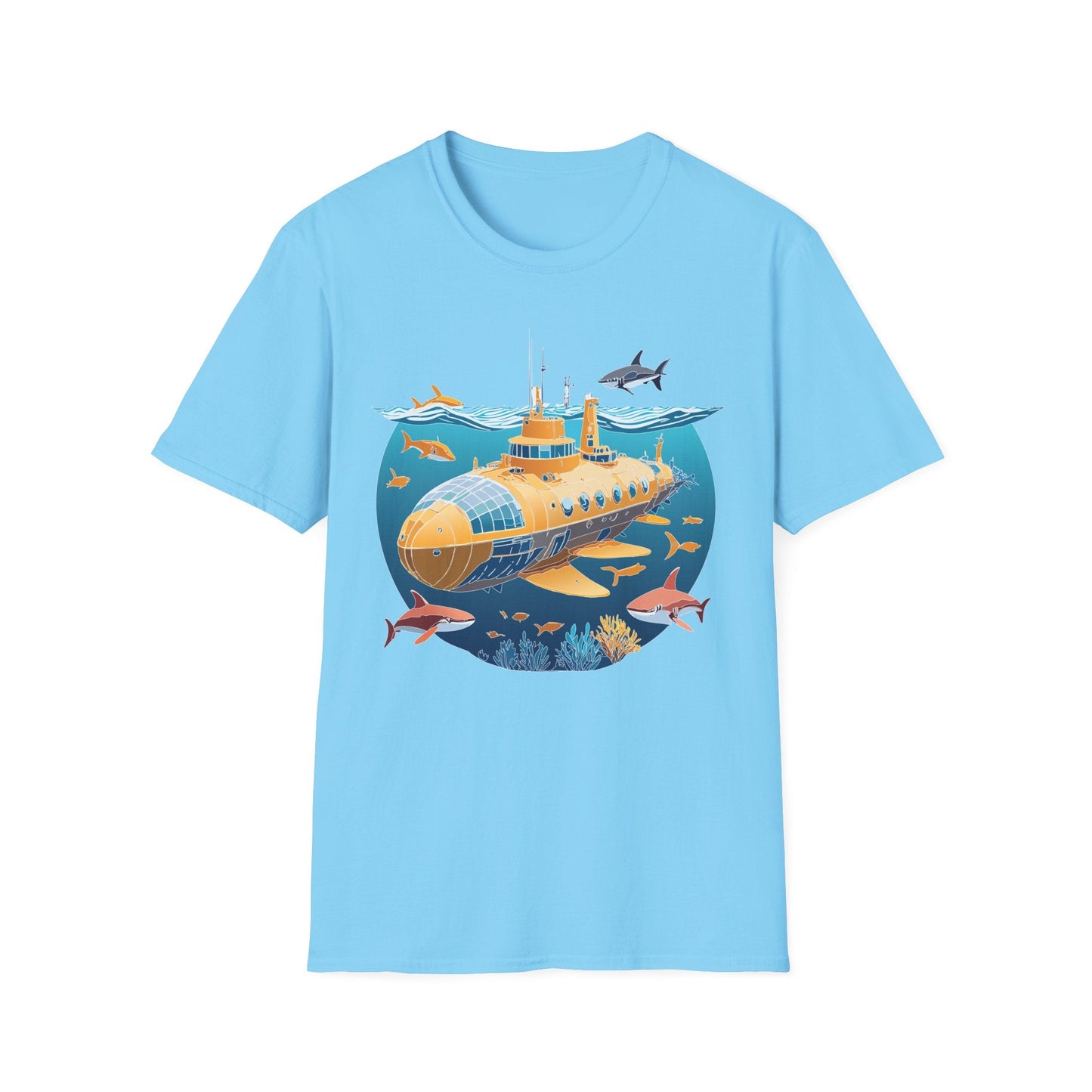 Ocean Themed Unisex Softstyle T Shirt 100 Percent Ring Spun Cotton U Boat Design Tee Everyday