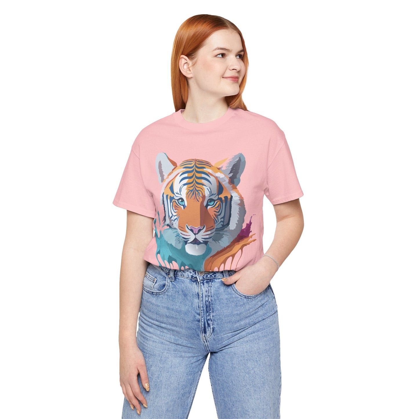 Tiger Graphic Tee Unisex Short Sleeve Shirt With Vintage Inspired Adelpha Artwork