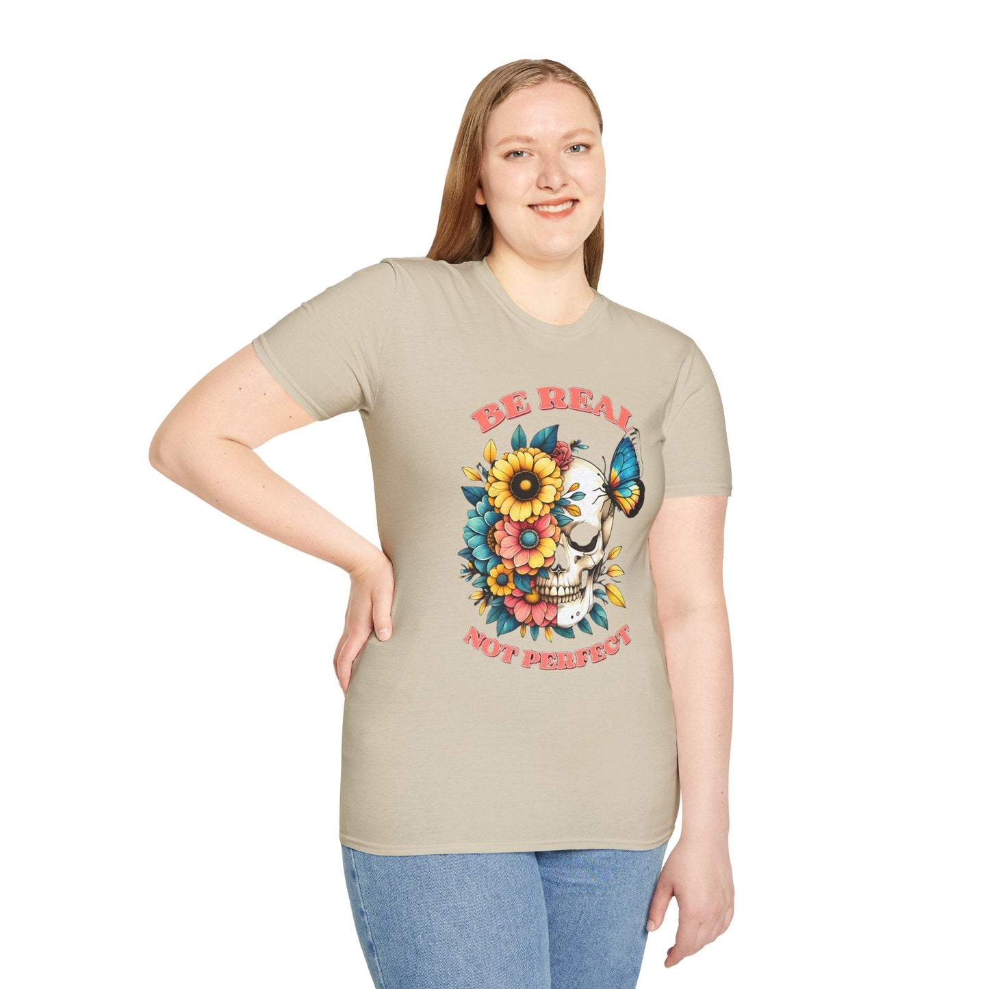 Gildan Skull Tee Shirt Unisex Skeleton Print Tee 100 Percent Ring Spun Cotton Softstyle