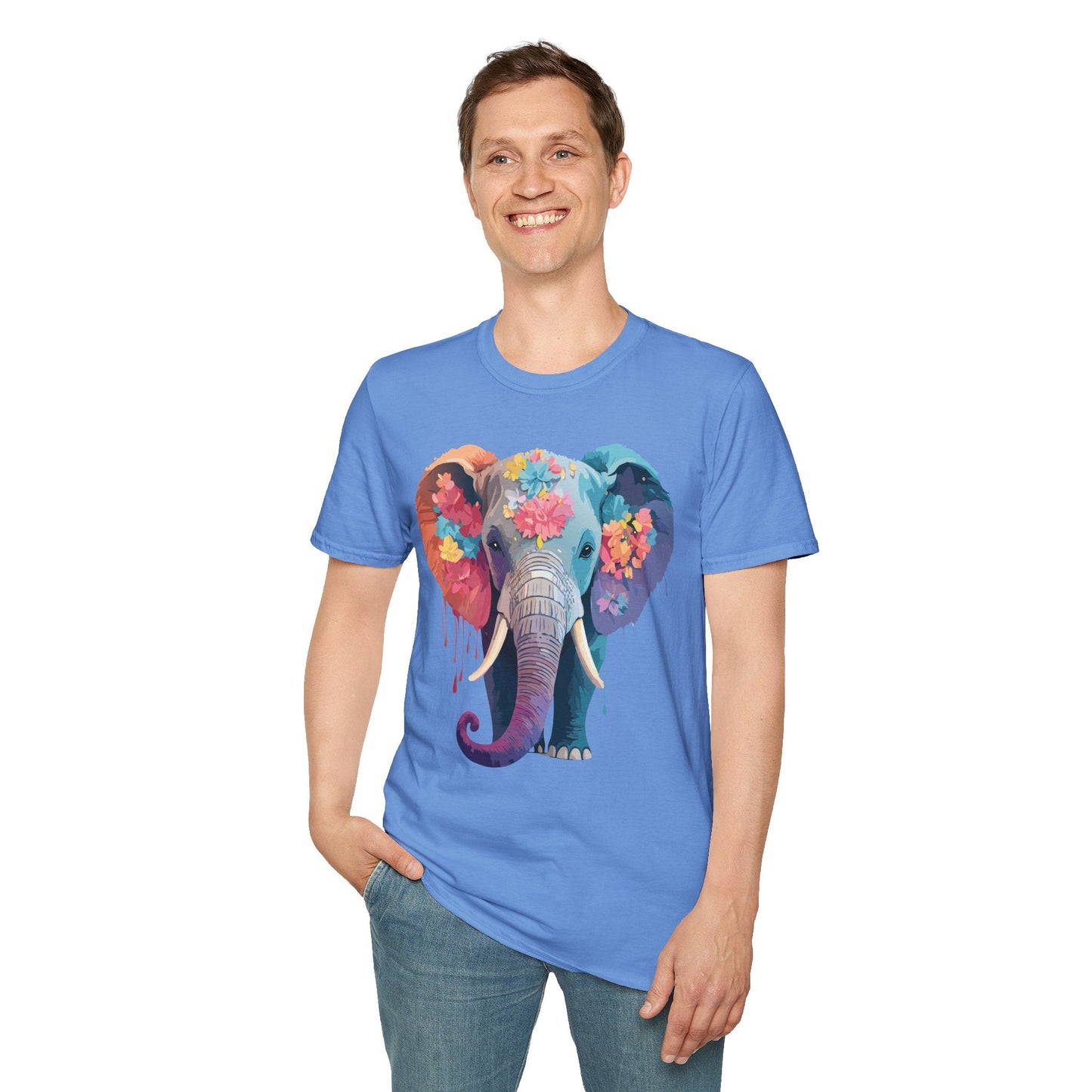 Unisex Elephant T Shirt Gildan SoftStyle 64000 100 Percent Ring Spun Cotton Tee Shirt