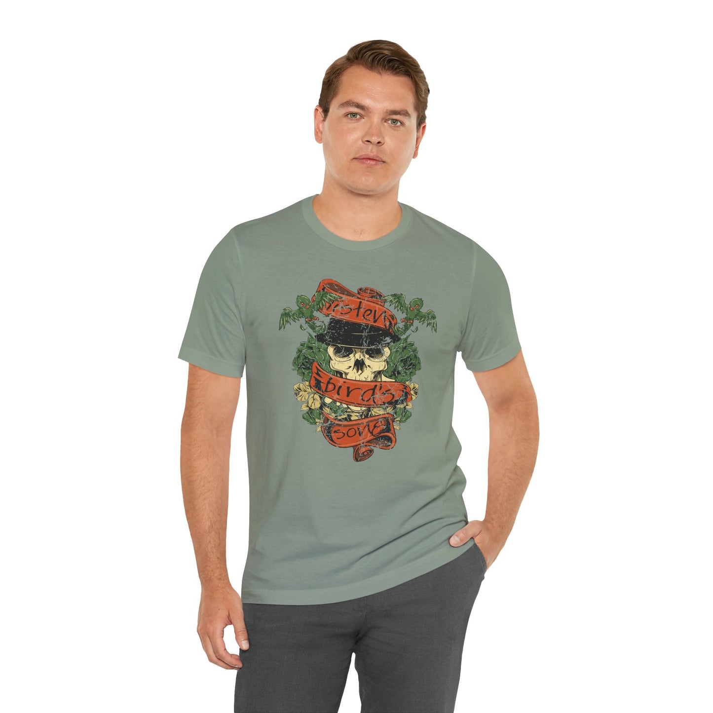 Skull Floral Tattoo Style Graphic Design Unisex Cotton T-Shirt Art-38