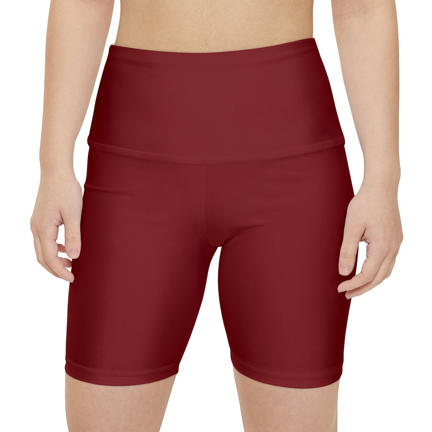 Maroon Red High-Waist Women's Workout Shorts — Comfort Biker Activewear