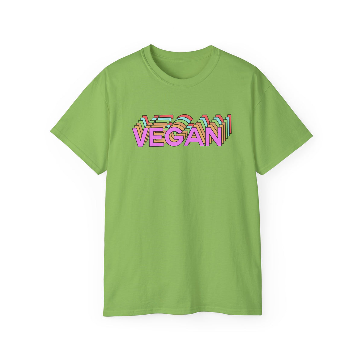 Vegan Retro Layered Text Tee | Colorful 3D Typography