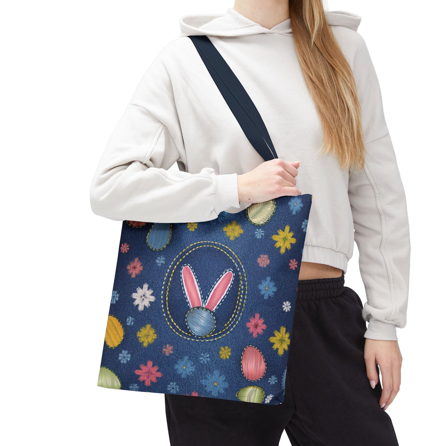 Easter Graphic Design Denim Fabric Imitation Print Unisex Canvas Bag Poly Spun 3 Sizes Tote Bag 204-10