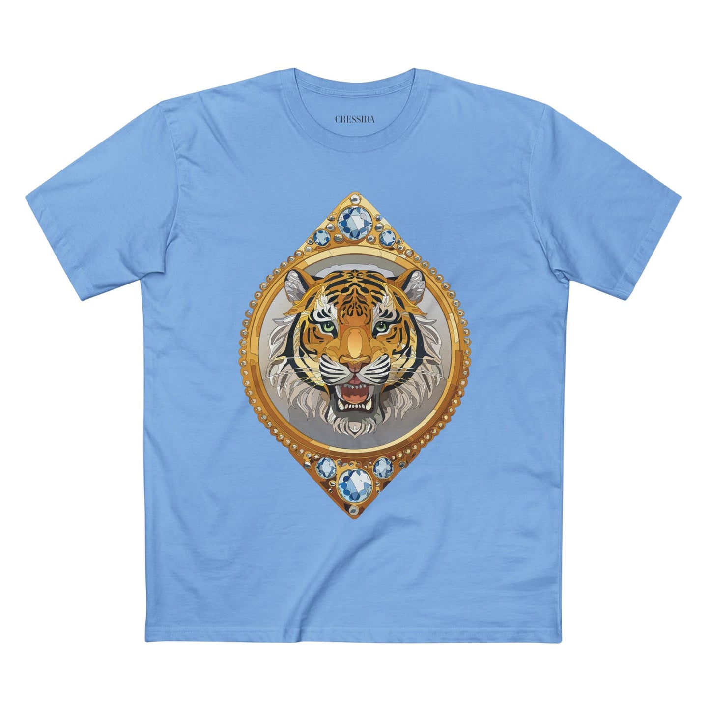 Tiger Graphic Unisex 100 Cotton Tee With Unique Animal Golden Medallion Art Design 1