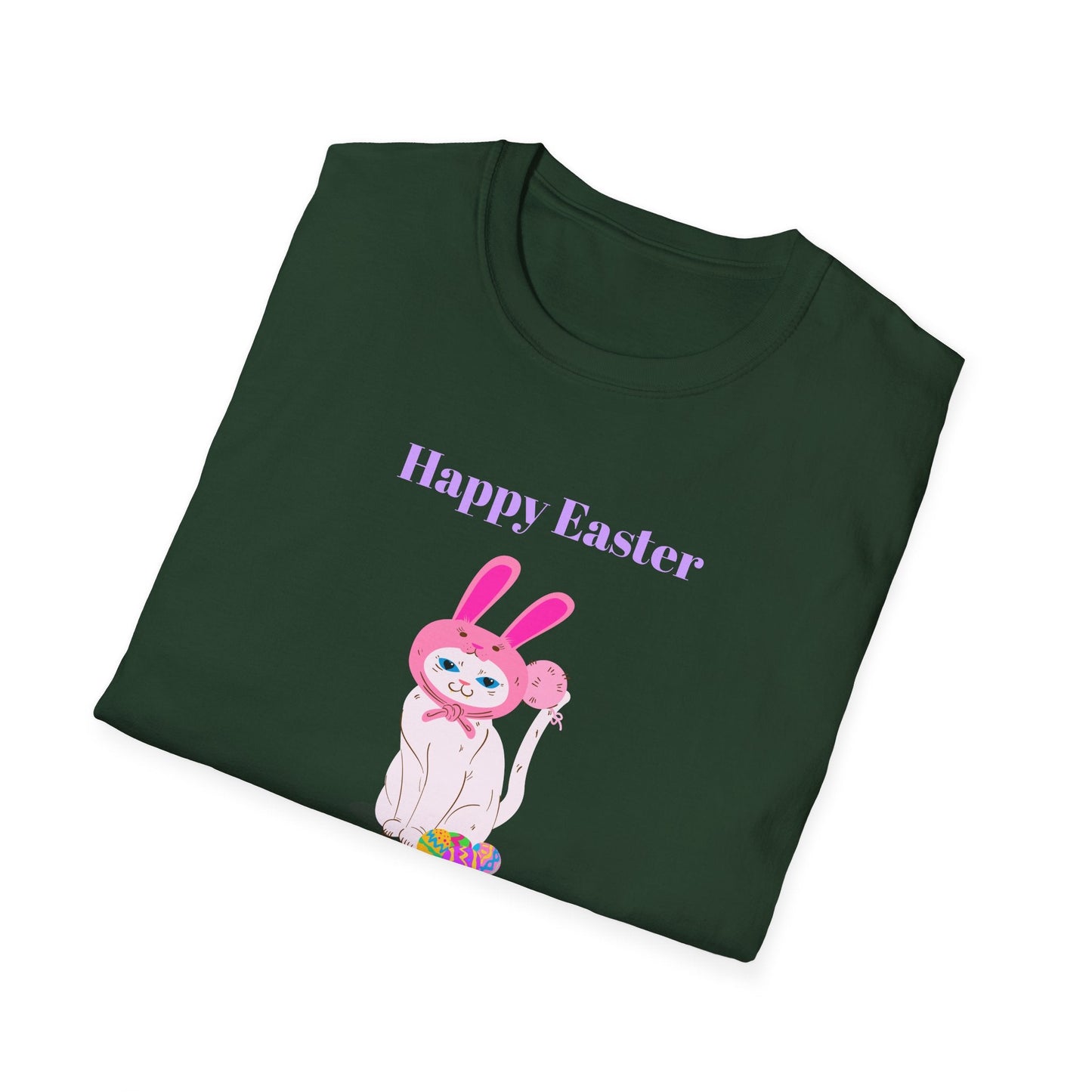 Unisex Easter Bunny T Shirt Softstyle 64000 Tee With Easter Design Print Gildan 100 Percent Ring Spun Cotton