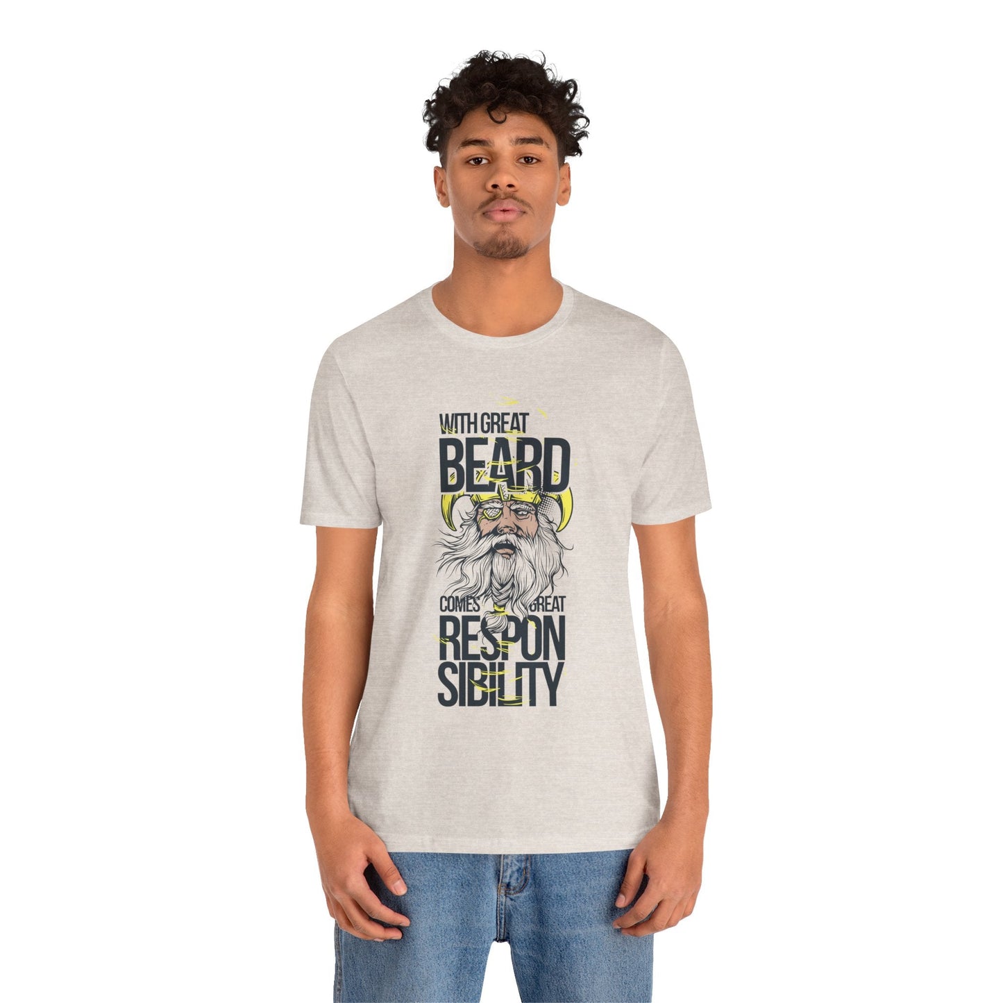 With Great Beard Comes Great Responsibility Tee Viking Beard Graphic Shirt A-2