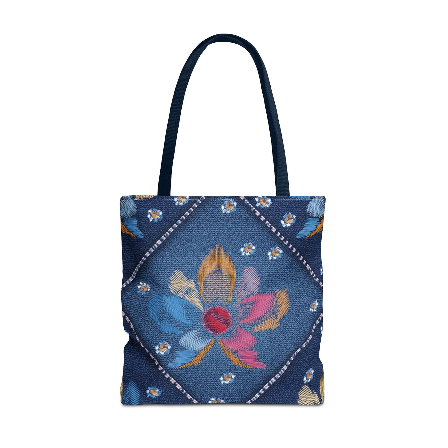 Denim Fabric Imitation Print Unisex Canvas Bag Poly Spun 3 Sizes Tote Bag 159-14