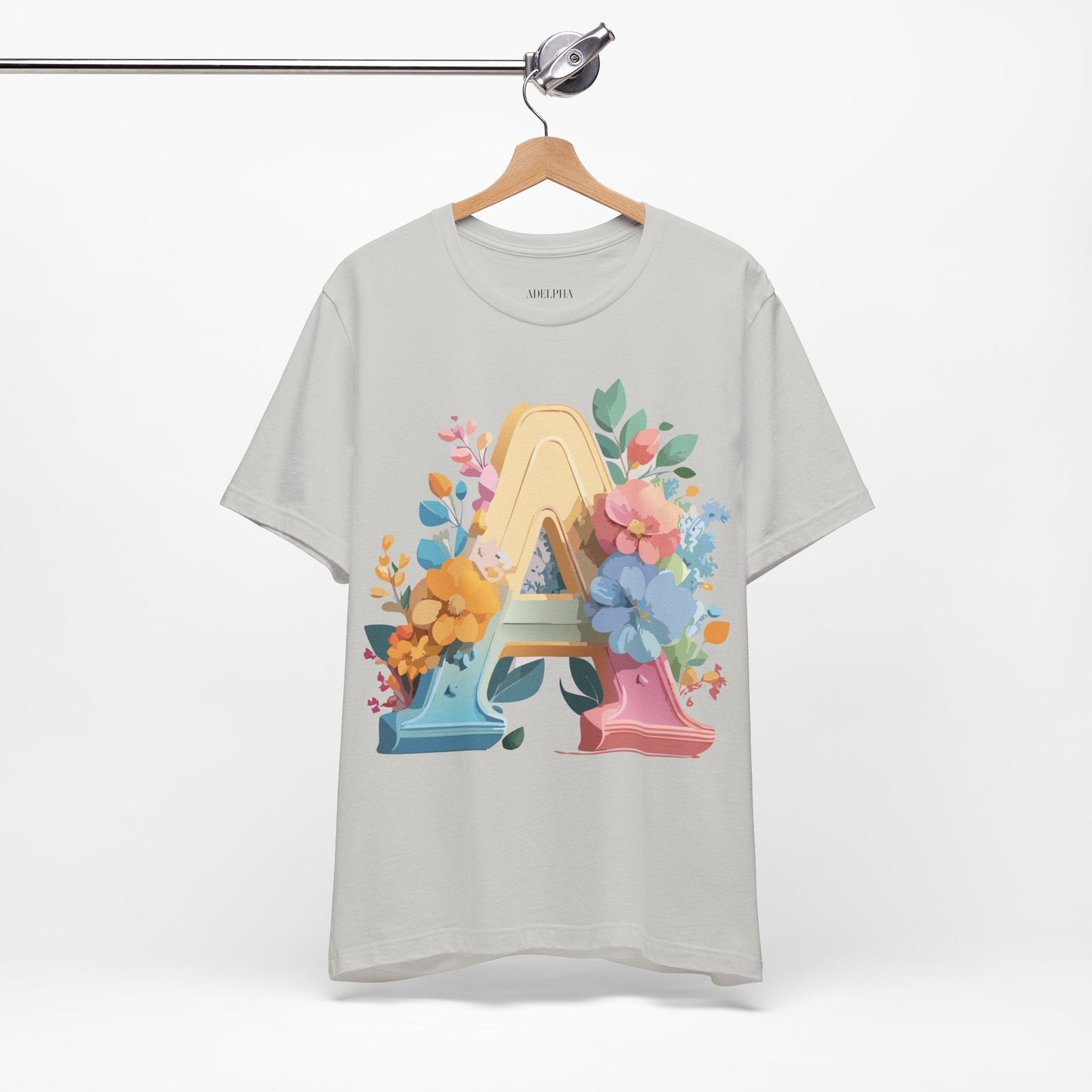 Letter A Shirt Graphic Tee Unisex Short Sleeve by Adelpha Vintage Inspired Art Tee