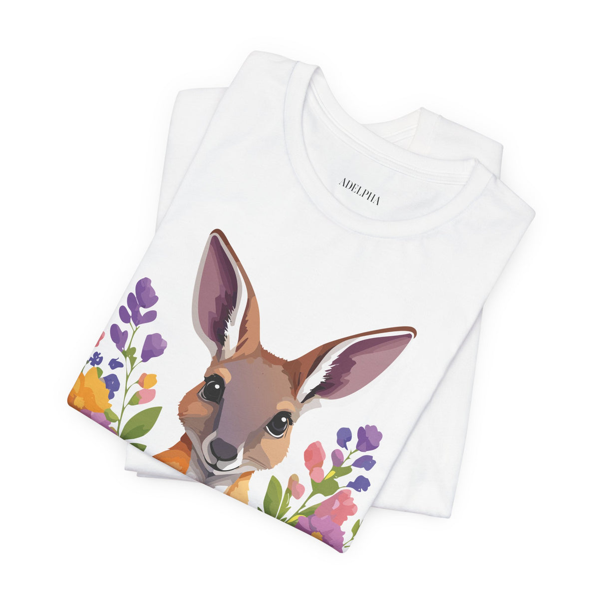 Kangaroo Graphic Unisex Cotton Bella+Canvas Tee with Art Animal Design e314