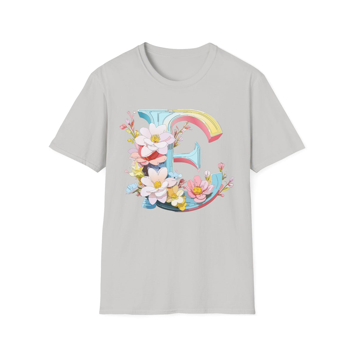 Floral Letter E T-Shirt | Monogram Initial Tee