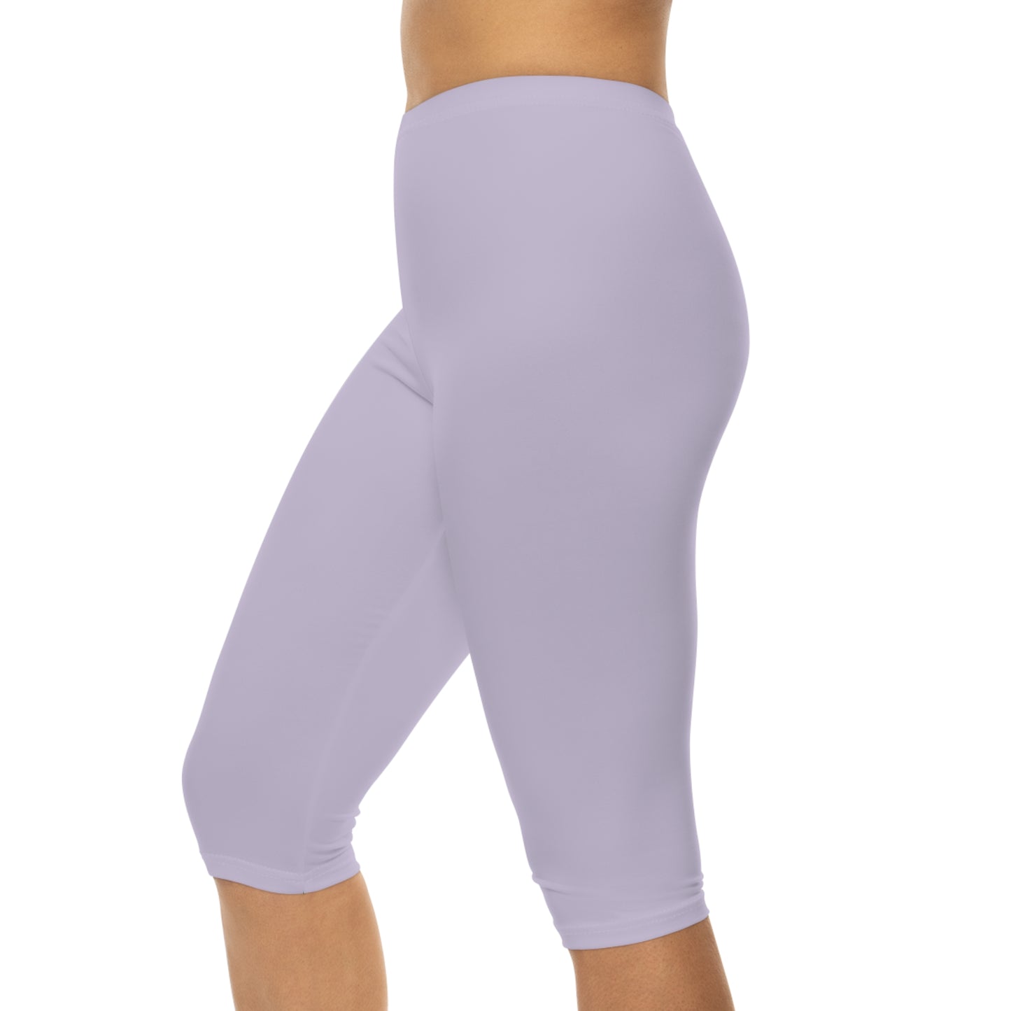 Fog Lilac Color Women's Brushed Suede Poly Span Casual Capri Leggings XS-2XL