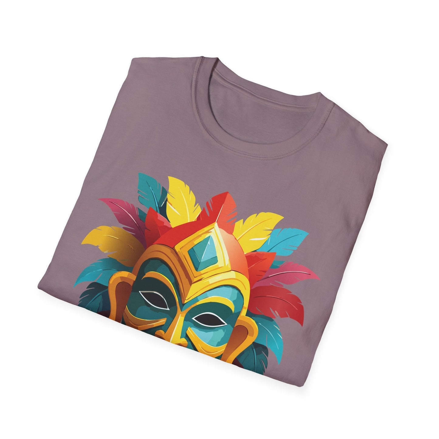 Unisex Mask Tee Shirt Gildan Softstyle 64000 Cotton Masquerade Design For Everyday Wear