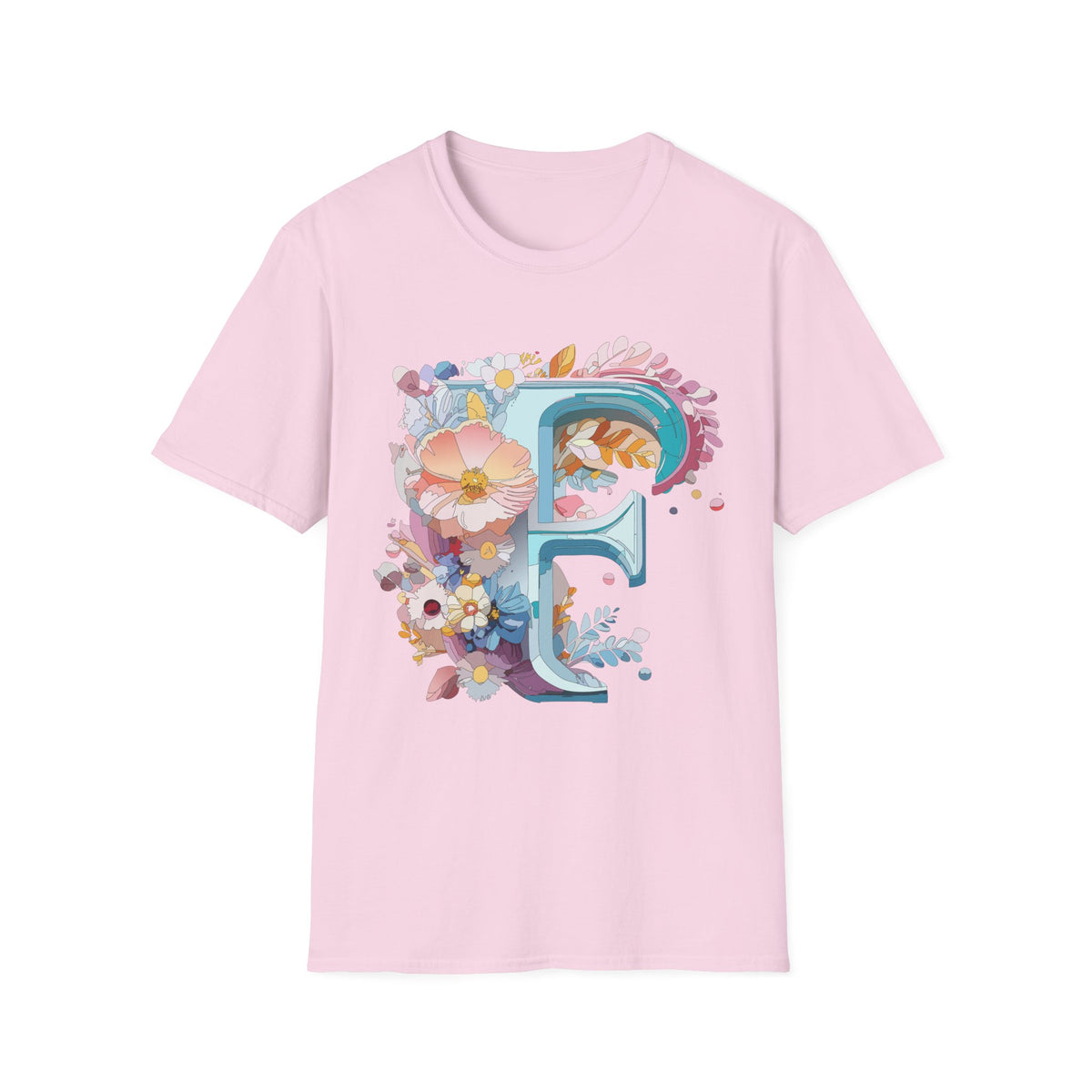 Floral Letter F T-Shirt | Botanical Monogram Tee, Initial F Shirt