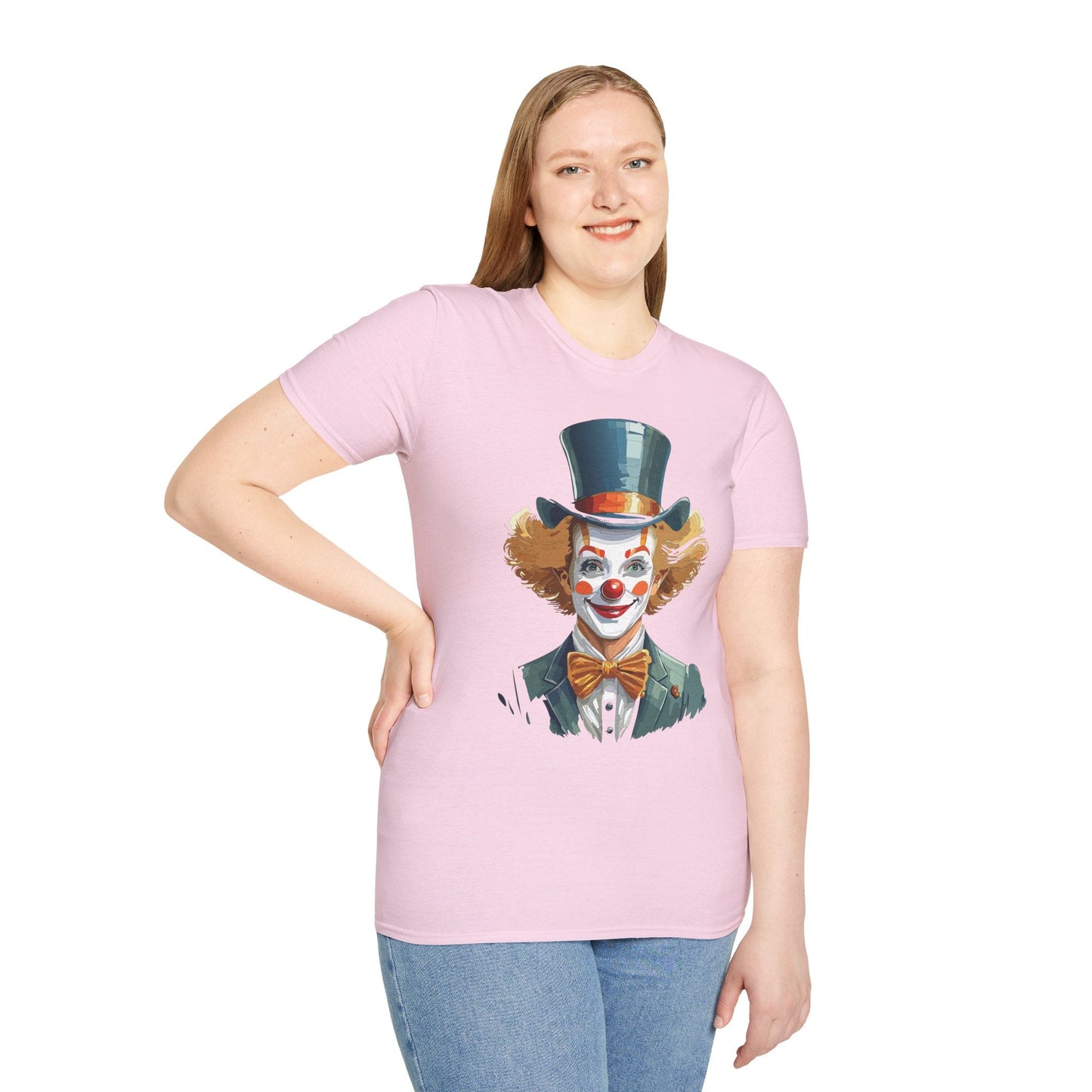 Funny Clown Shirt Unisex T Shirt Circus Style Tee With Scary Man Artwork Gildan 64000