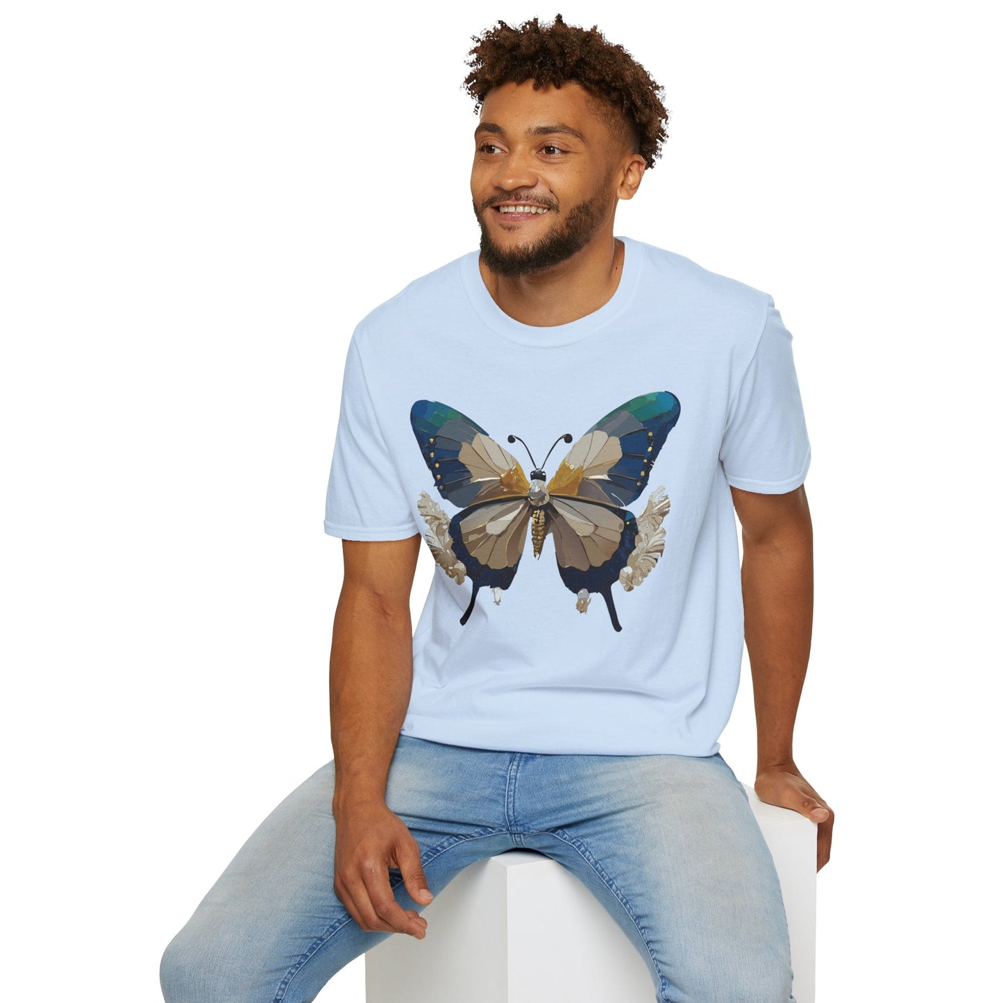 Butterfly Themed Unisex T Shirt With Monarch Design Gildan Softstyle 64000 Premium Ring Spun Cotton