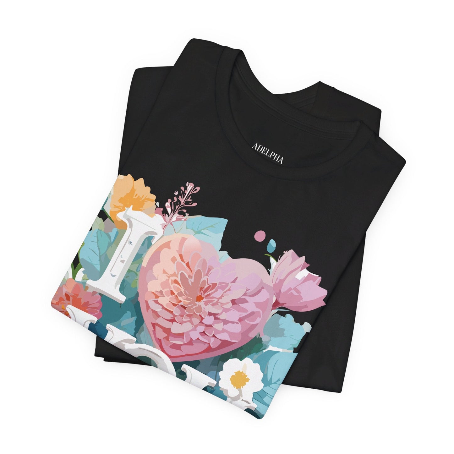 Valentine Day Graphic Unisex 100 Cotton Vintage Artwork with Love and Flower Design Tee 9