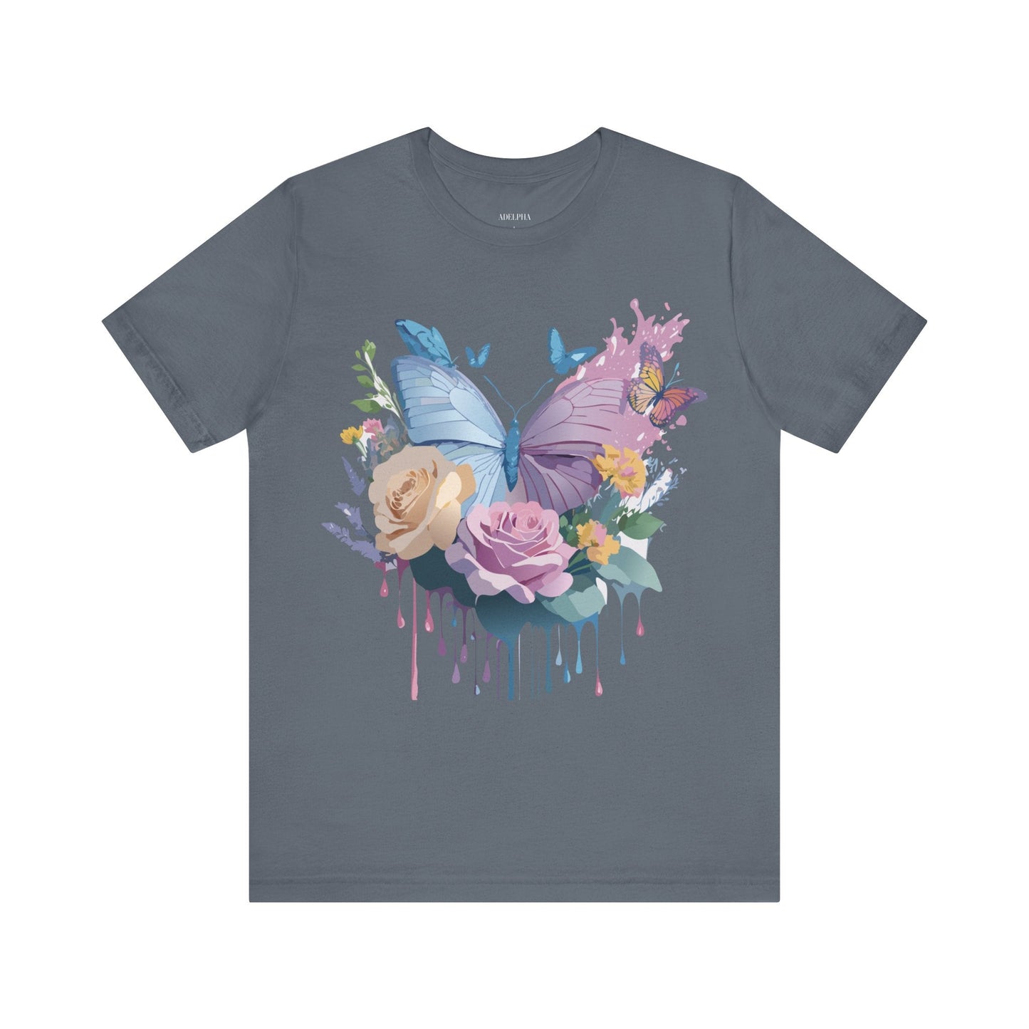 Butterfly Graphic Unisex 100 Cotton Lightweight Vintage Floral Design Jersey Tee 33