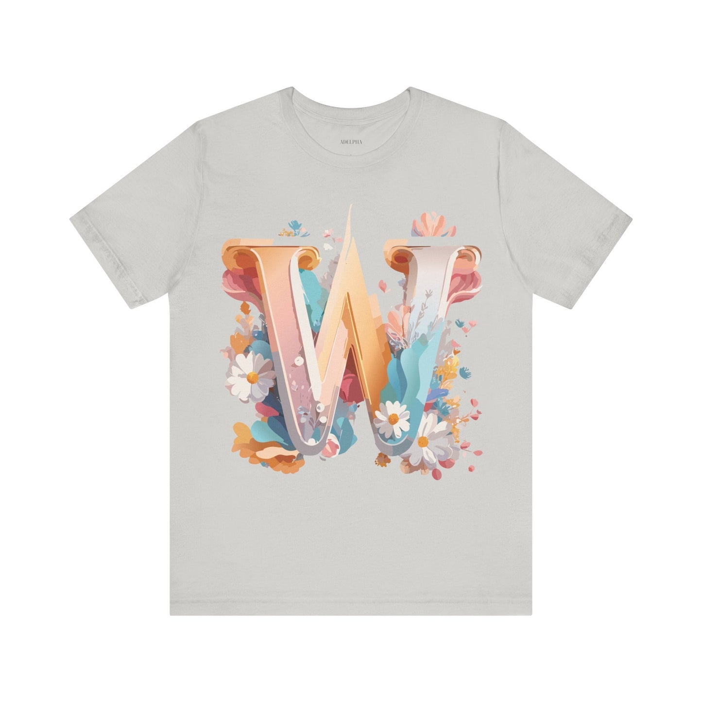 Letter W Shirt Graphic Tee Unisex Jersey Short Sleeve Vintage Inspired Art Adelpha Design