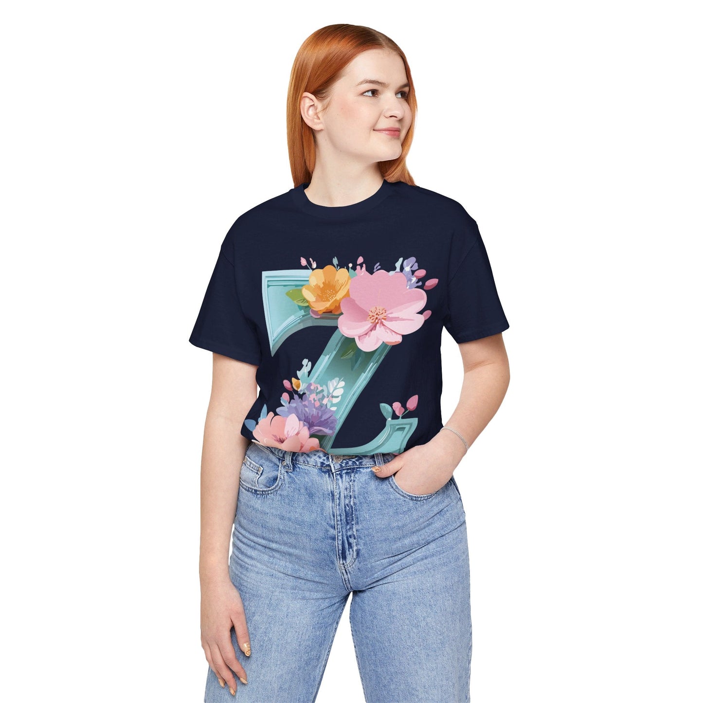 Letter Z Shirt Graphic Tee Unisex Jersey Short Sleeve By Adelpha Vintage Inspired Artwork