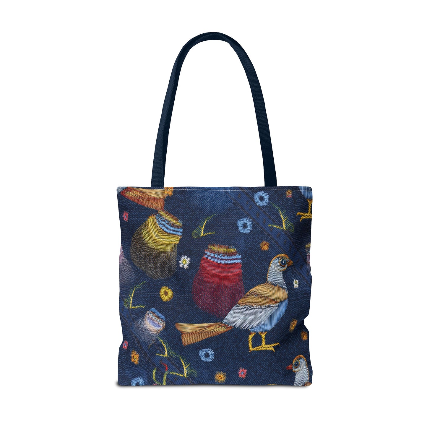 Denim Fabric Imitation Print Unisex Canvas Bag Poly Spun 3 Sizes Tote Bag 194-3