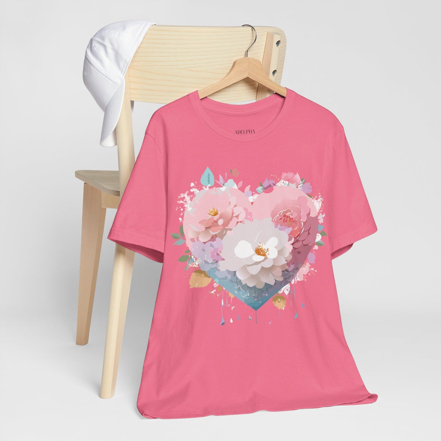 Valentine Day Graphic Unisex 100 Cotton Vintage Artwork with Love and Flower Design Tee 35