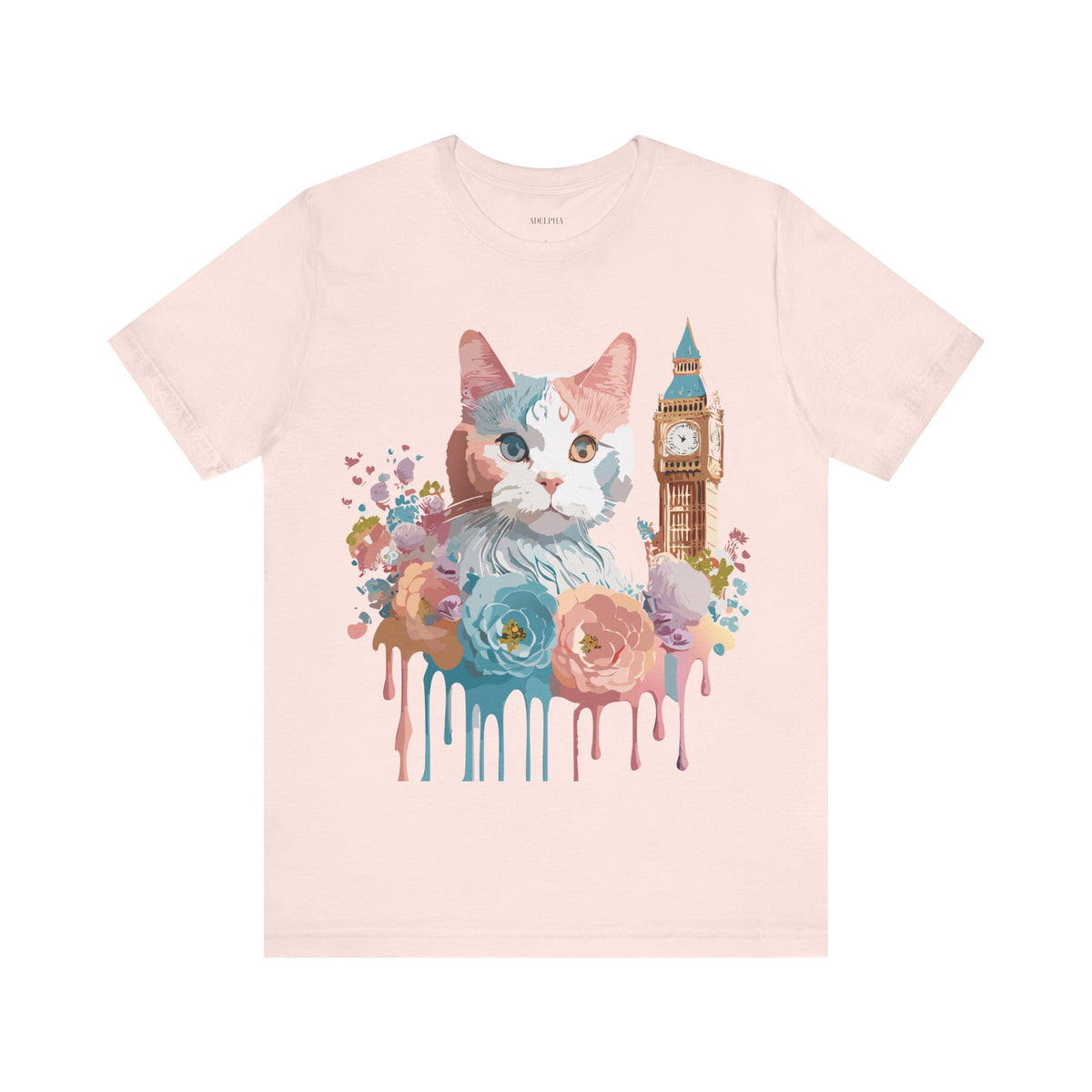 Cat Graphic Unisex Cotton Bella+Canvas Tee with Art Animal Design e112