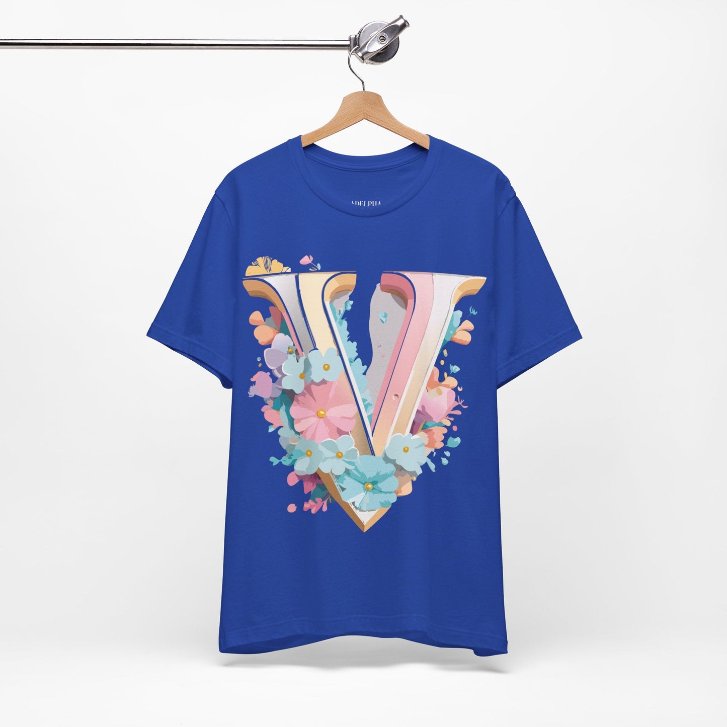 Letter V Graphic Tee Unisex Jersey Short Sleeve Vintage Inspired Art Design