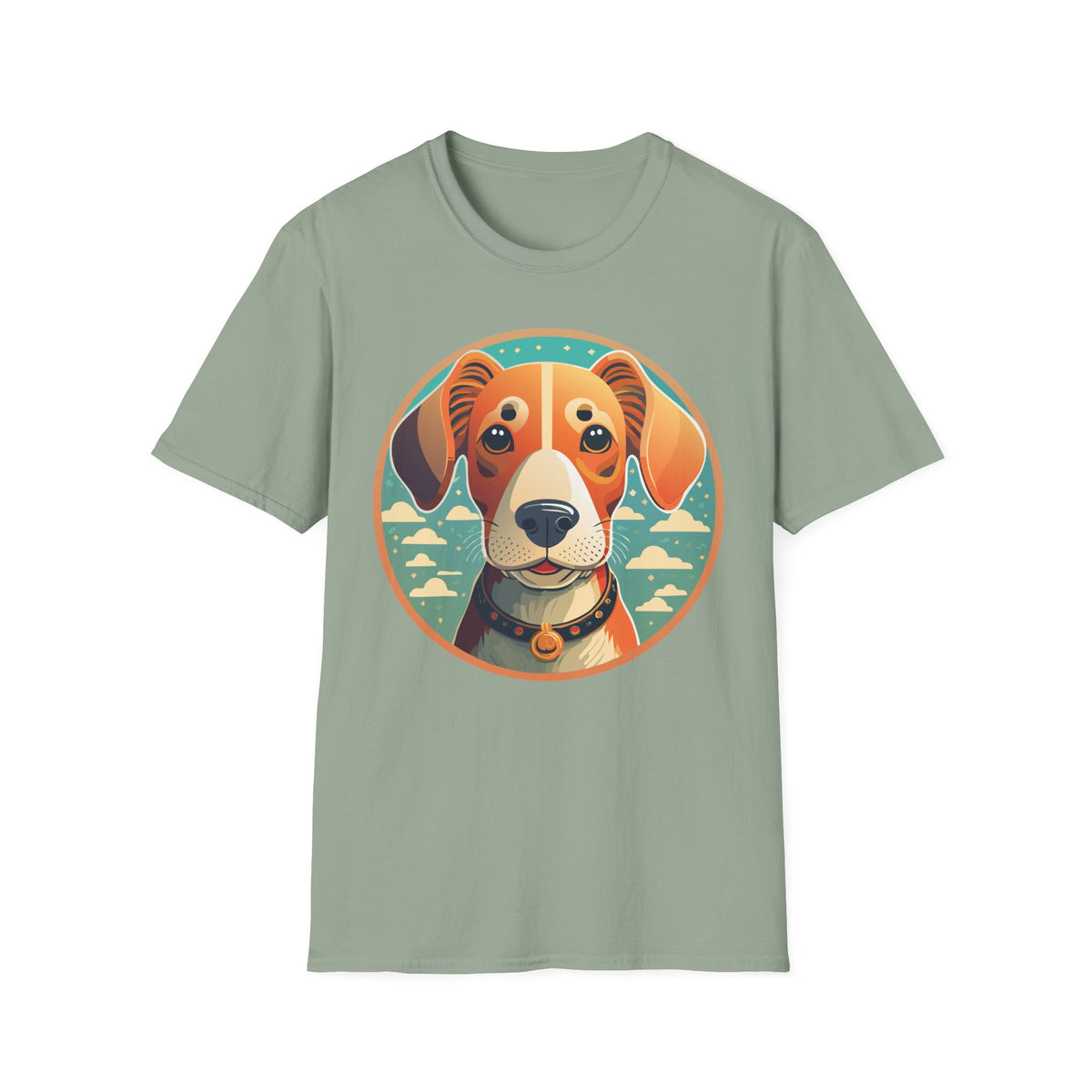 Beagle Portrait T-Shirt | Cute Dog Face Illustration, Retro Circle Pet Tee