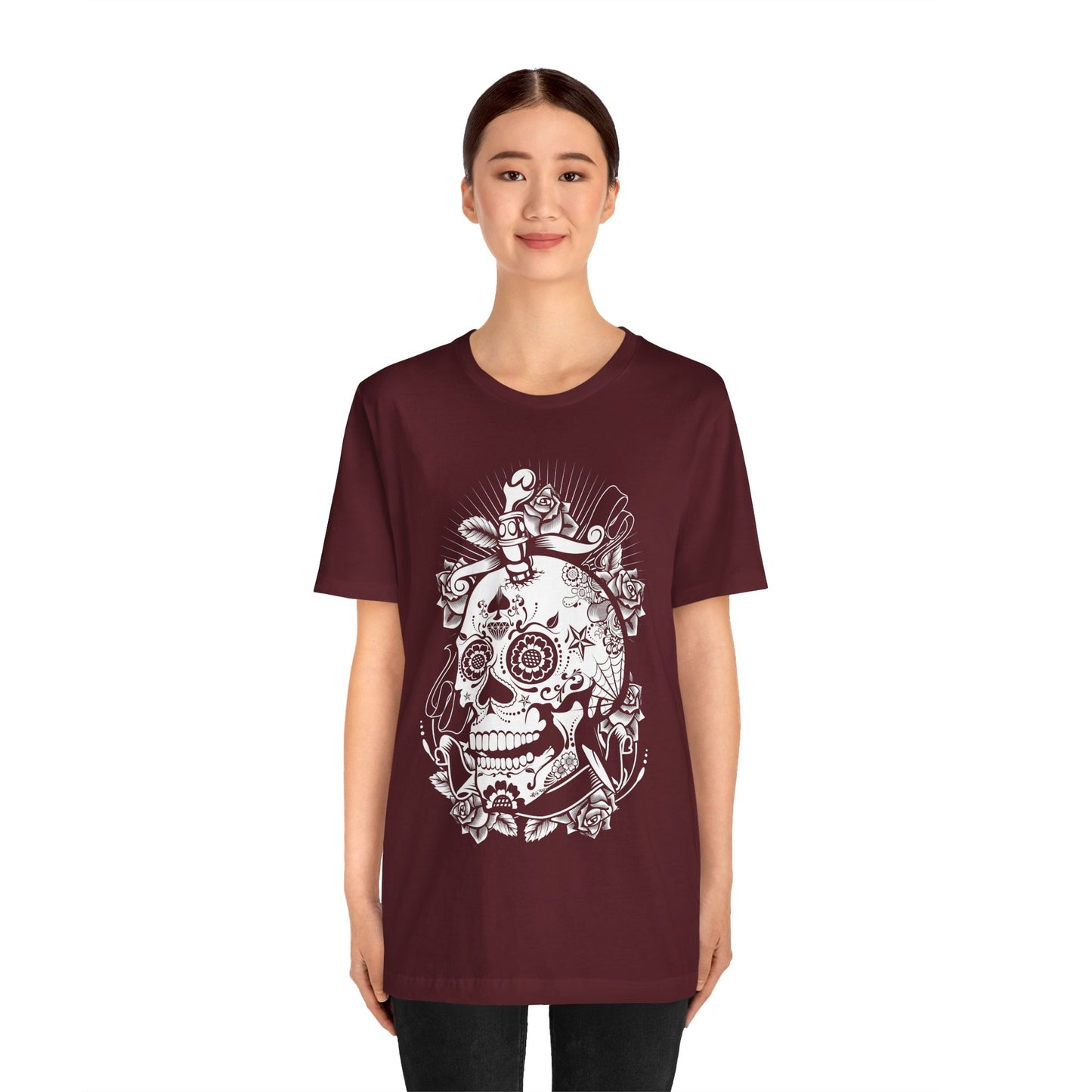 Unisex Cotton Tee Shirt with Skull