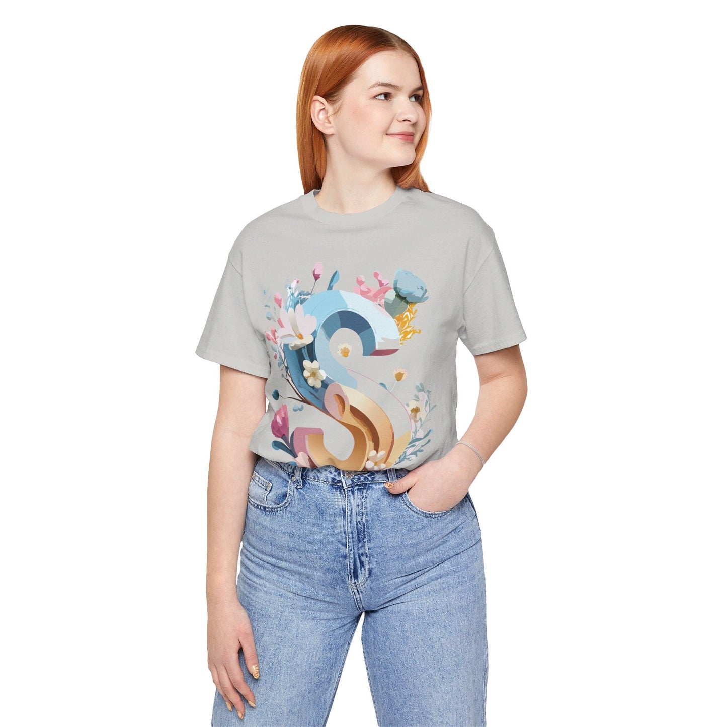 Letter S Shirt Graphic Tee Unisex Short Sleeve Vintage Inspired Adelpha Art Design