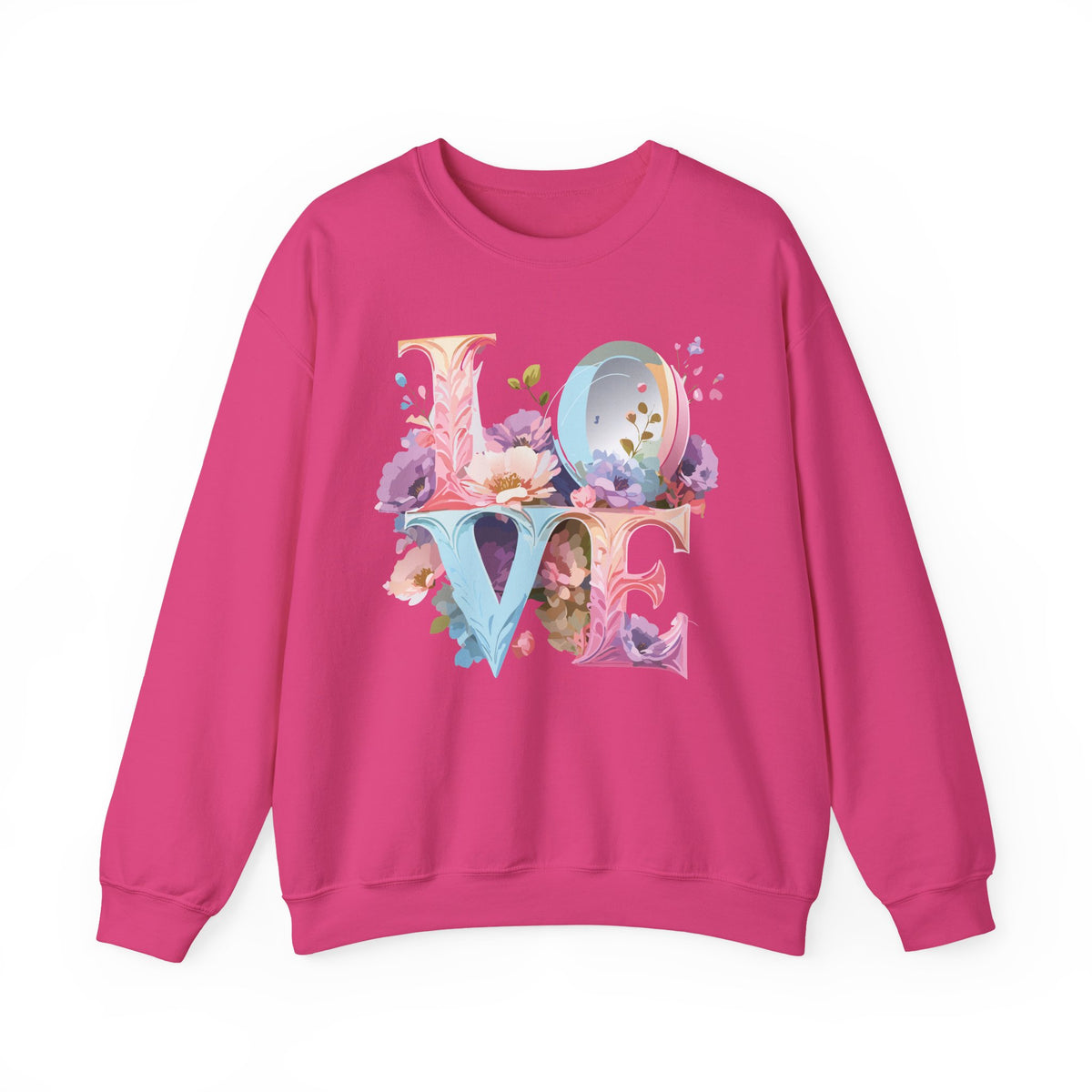 Floral Love Graphic Valentine's Day Sweatshirt Unisex 50/50 Cotton-Poly Sweatshirt w47