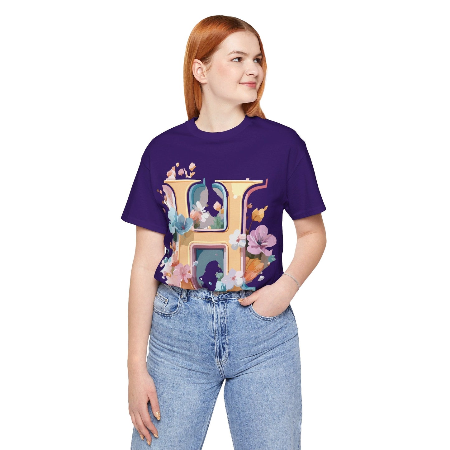 Letter H Graphic Tee Unisex Short Sleeve Shirt By Adelpha Featuring Vintage Inspired Artwork