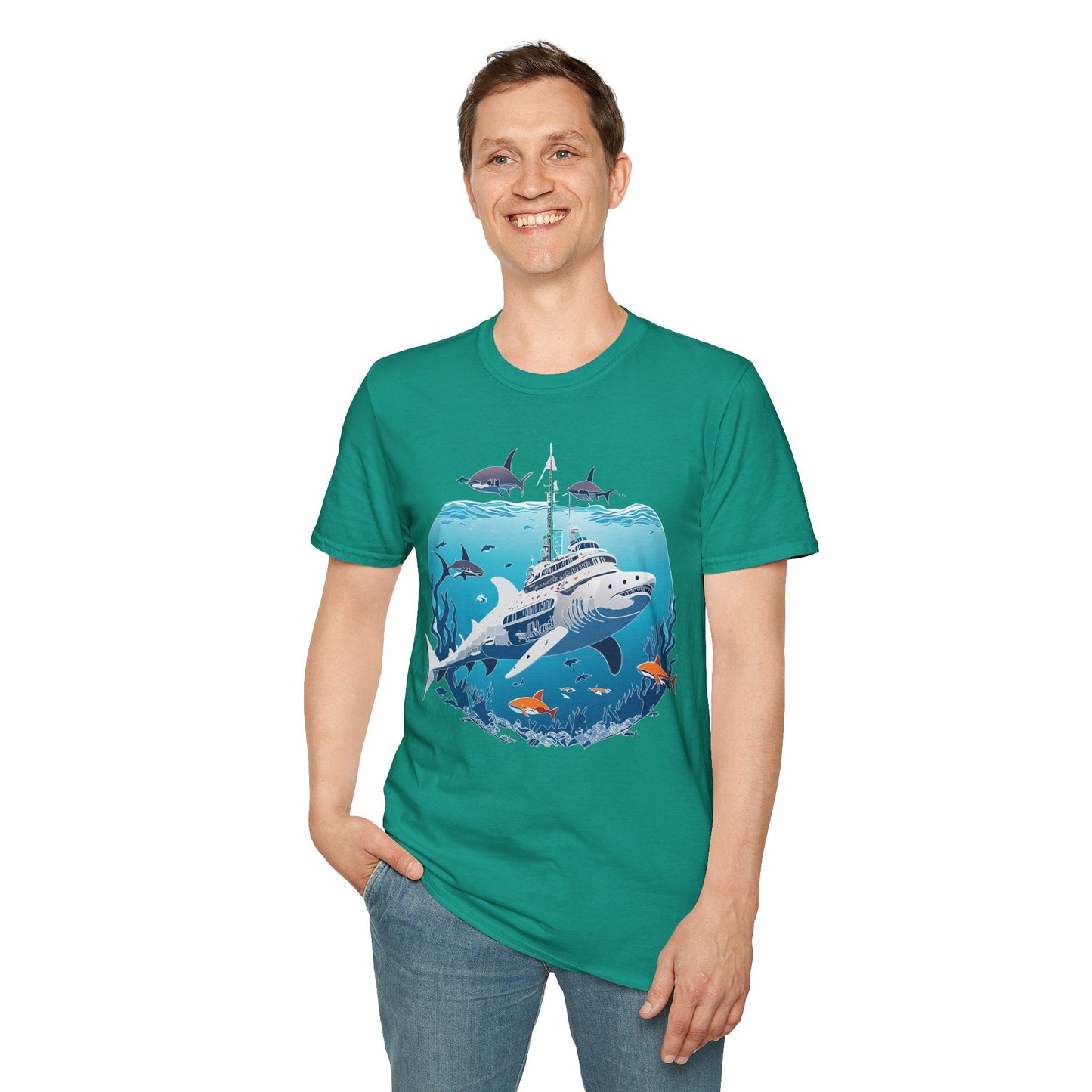 Ocean Tee Shirt Unisex Softstyle 64000 Ring Spun Cotton Art Design Tee For Everyday Comfort