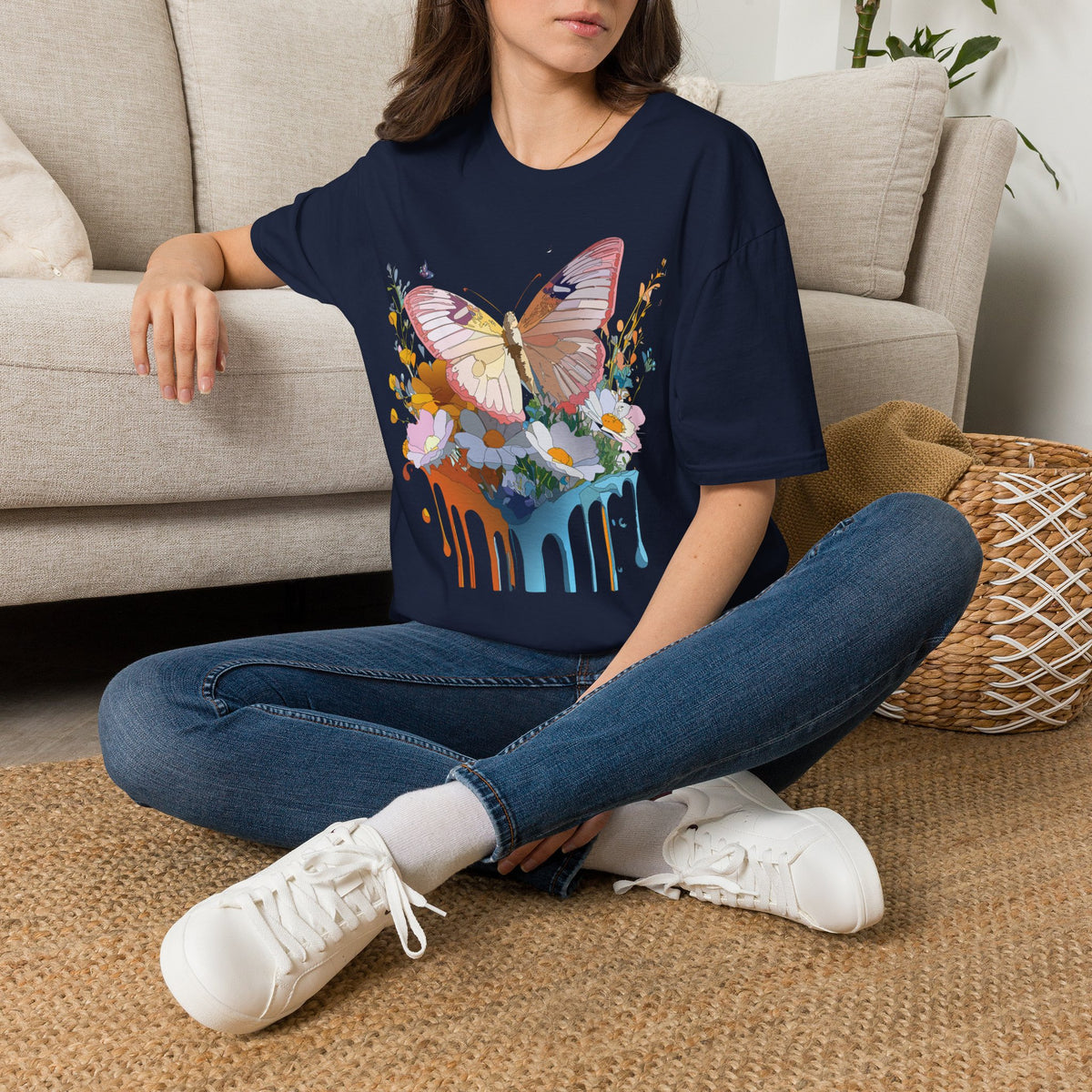 Butterfly Floral Drip Graphic Tee Unisex 100 Cotton Gildan T-Shirt