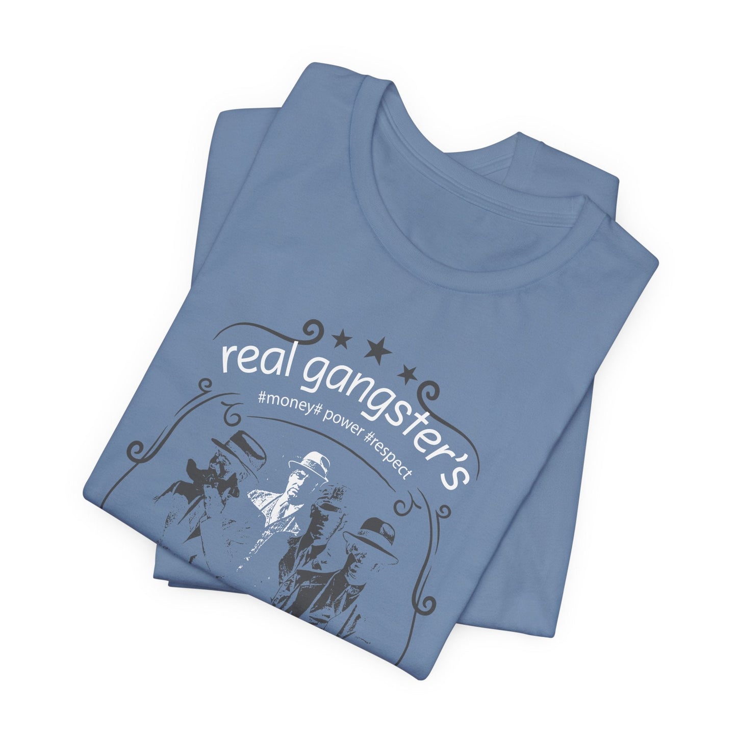Real Gangsters Don't Die T-Shirt Vintage Outlaw Illustration Retro Biker Tee A-3