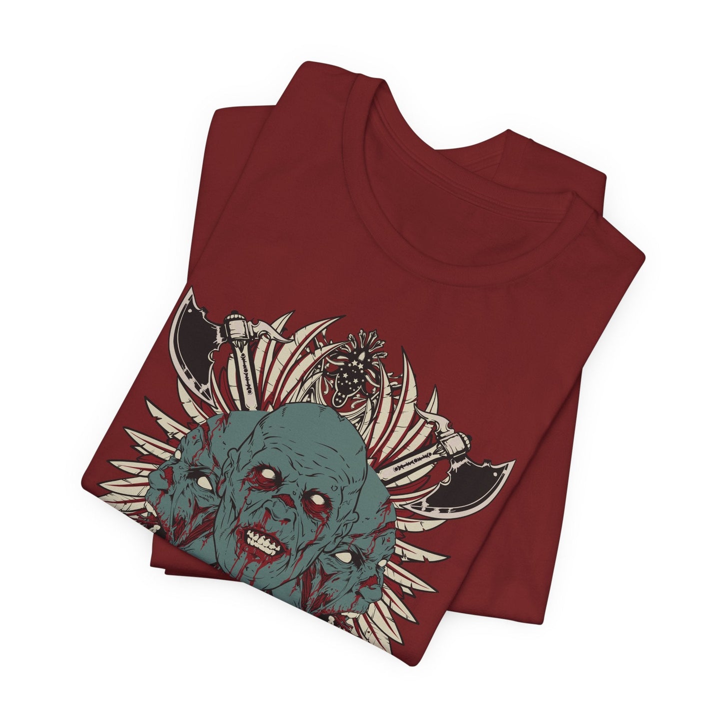 Zombie Skull Mandala T-Shirt Horror Graphic Tee, Gothic Skull Art-54-2