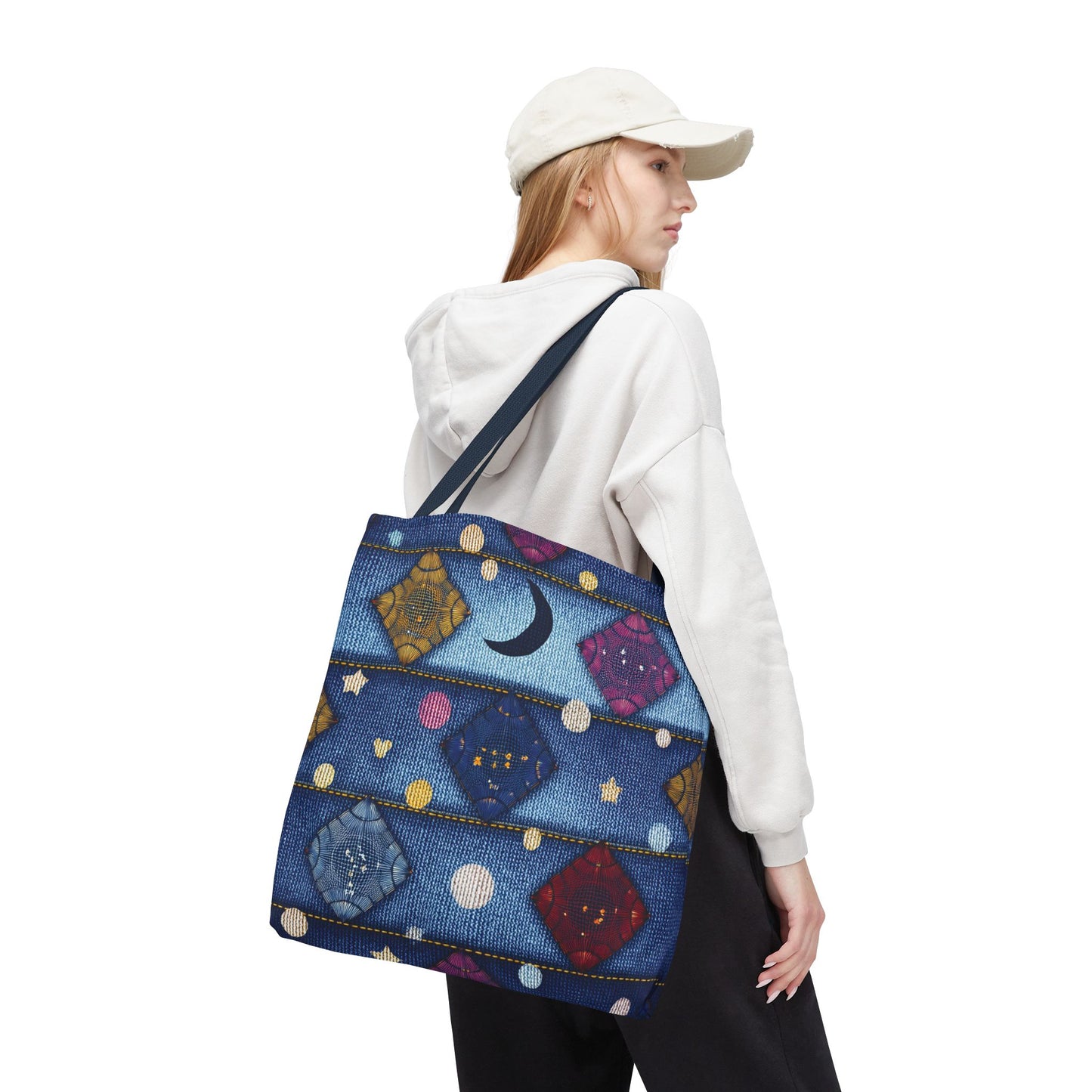 Denim Fabric Imitation Print Unisex Canvas Bag Poly Spun 3 Sizes Tote Bag 183