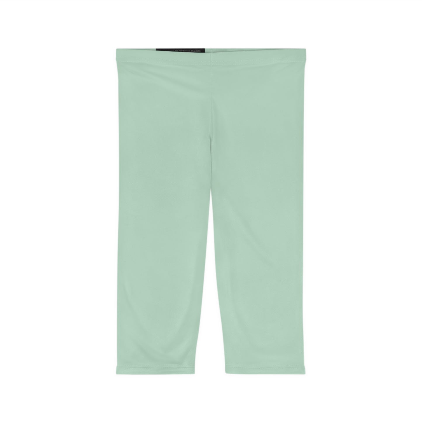 Pale Green Color Women's Brushed Suede Poly Span Casual Capri Leggings XS-2XL