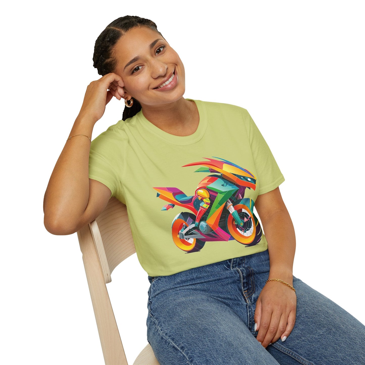 Unisex Bike T Shirt With Motorcycle Artwork Premium Cotton MTB Tee Softstyle 64000