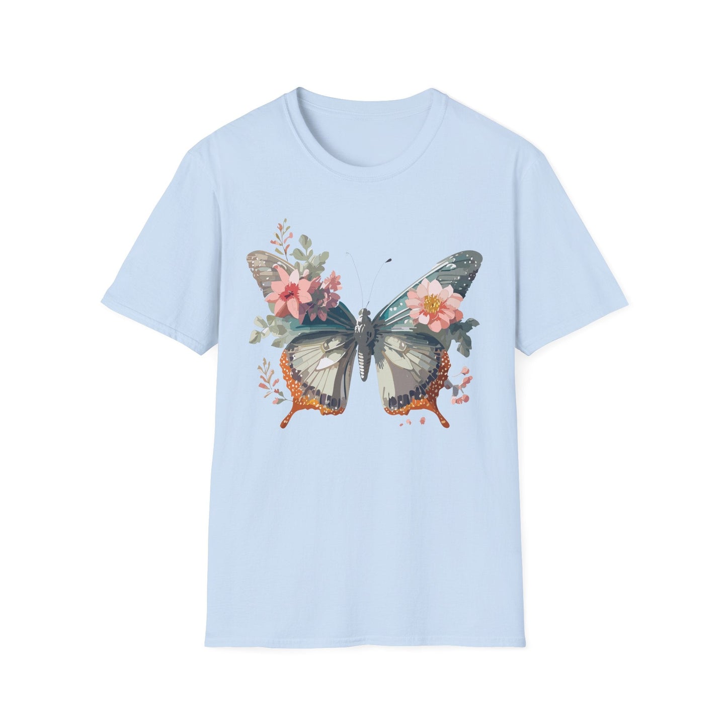 Butterfly Shirt Unisex Softstyle T Shirt Gildan 64000 Lightweight Ring Spun Cotton Monarch Design