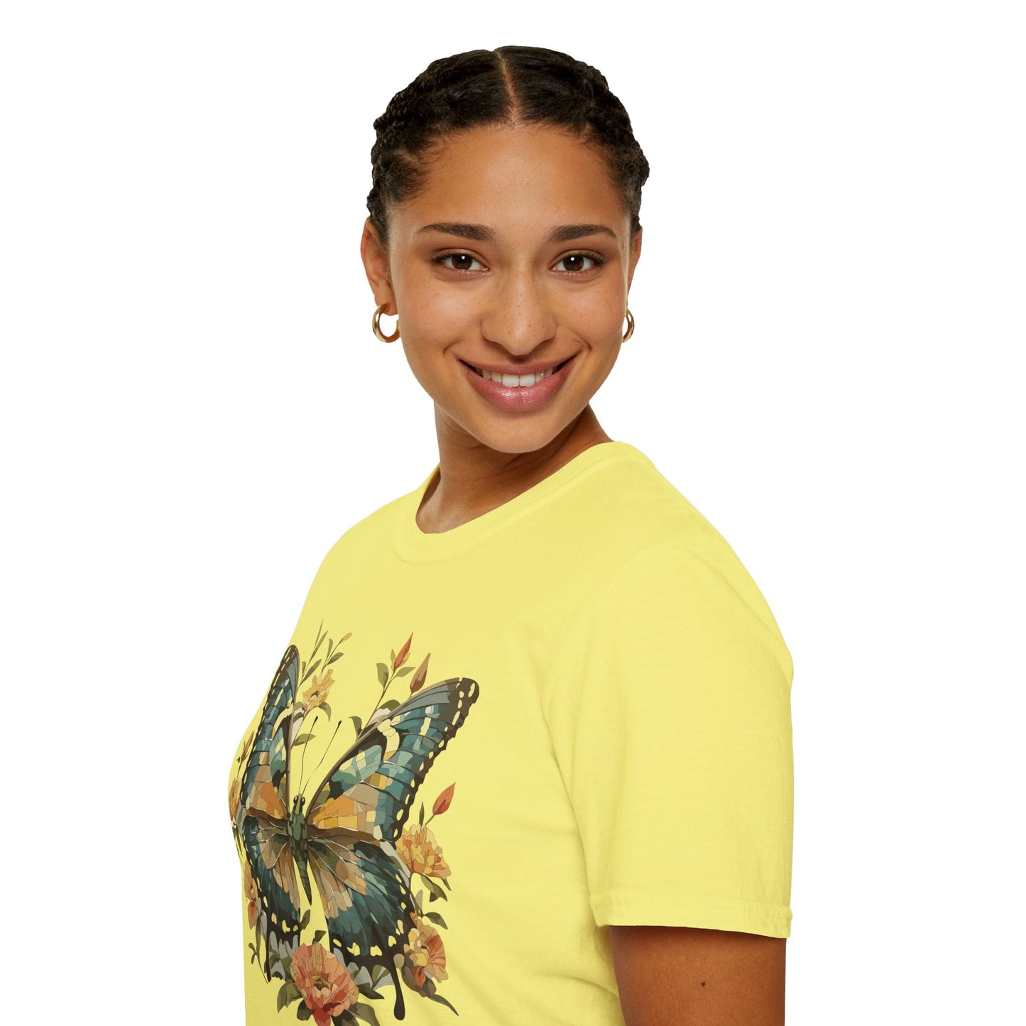 Butterfly Print T Shirt Unisex Monarch Shirt Gildan Softstyle 64000 Ring Spun Cotton