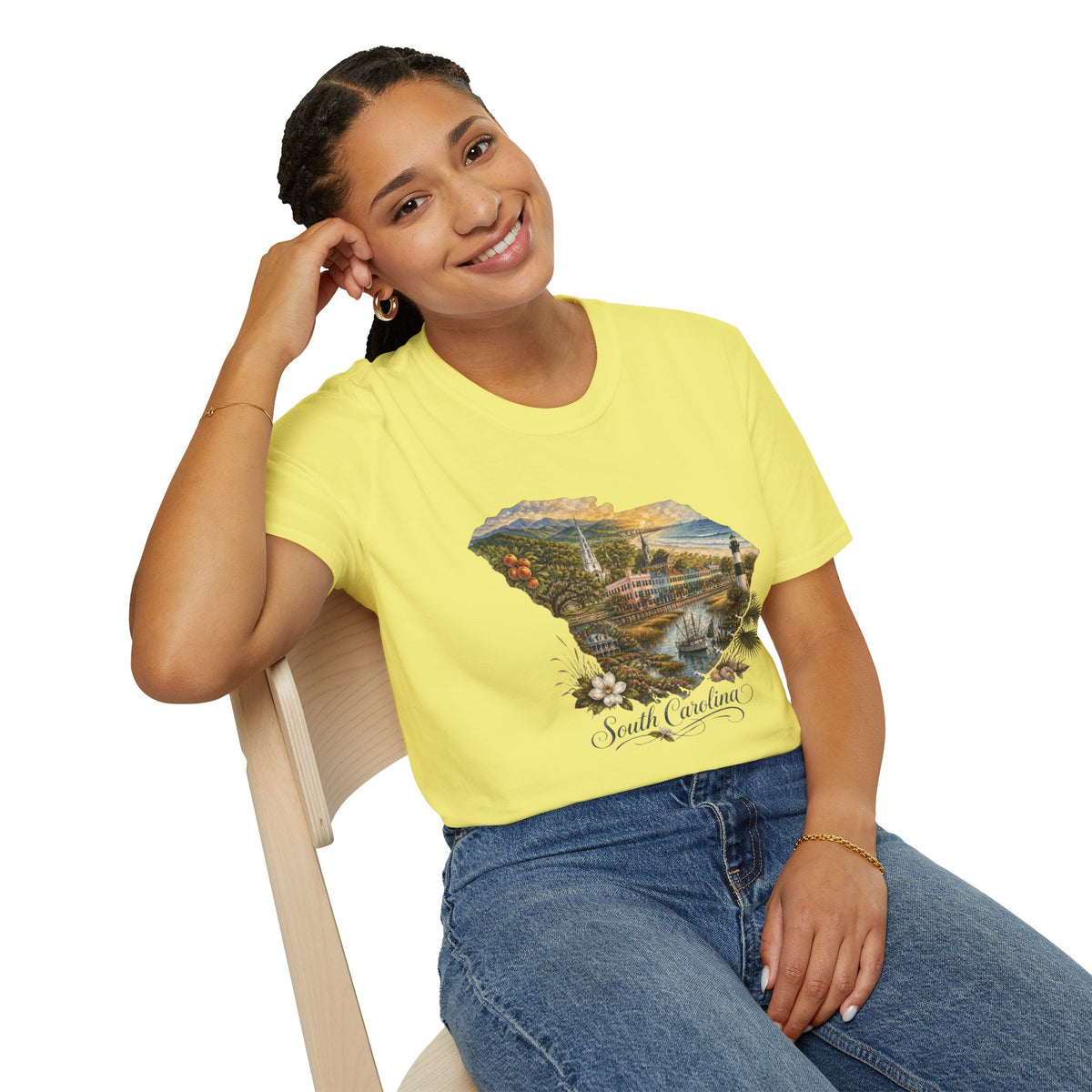 South Carolina State Travel Tourist Graphic Design Unisex 100 Cotton Gildan T-Shirt