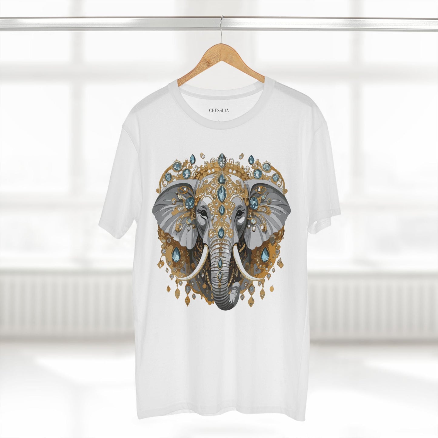 Elephant Graphic Unisex 100 Cotton Tee With Unique Animal Golden Medallion Art Design 38