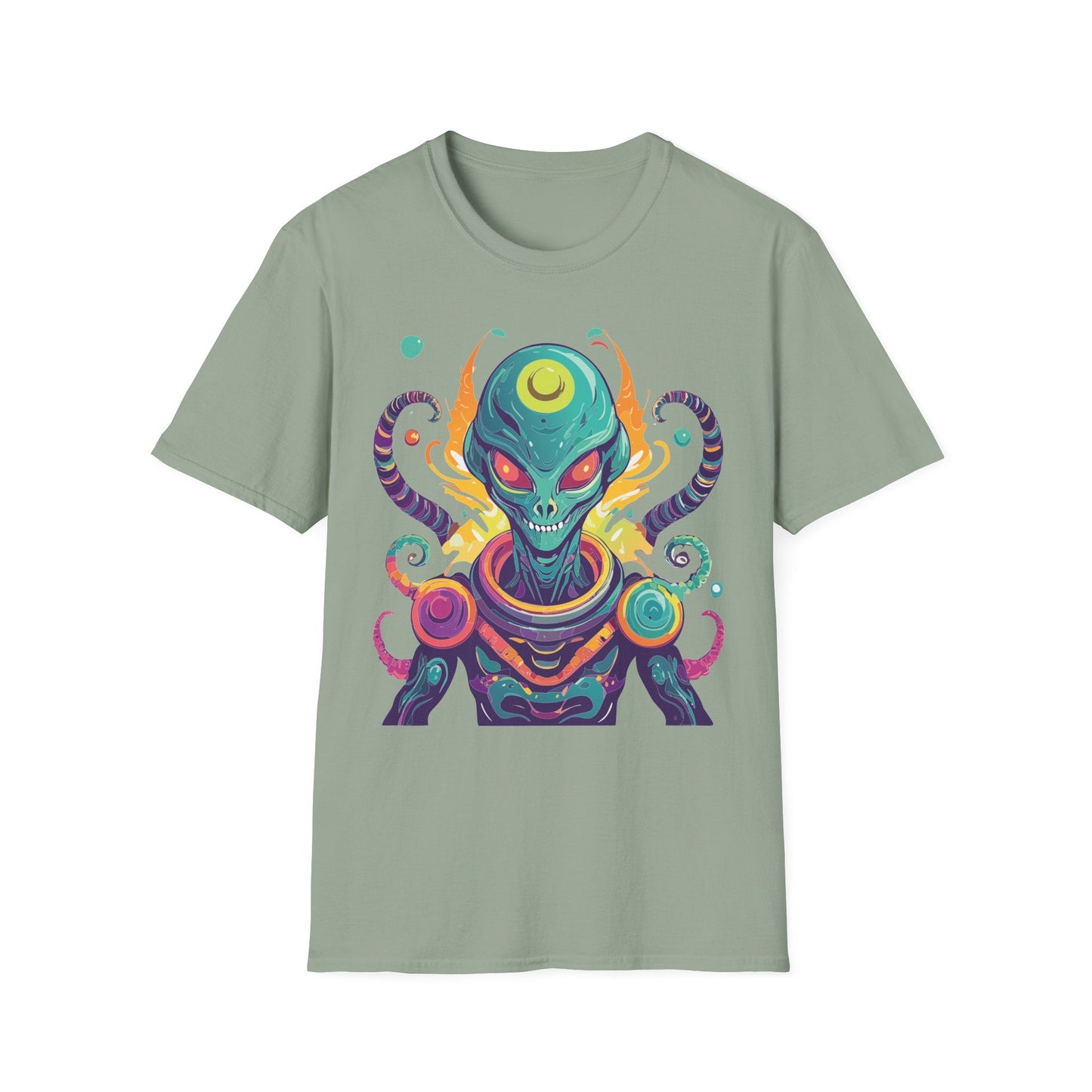 Alien Cosmos Unisex T Shirt With Aliens Design Gildan Softstyle 64000 Comfortable Lightweight Tee