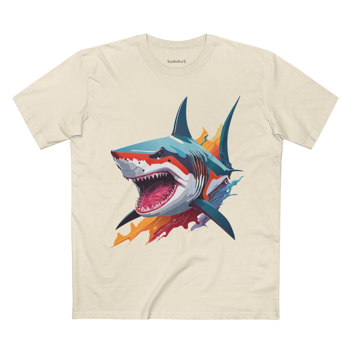 Shark Graphic Unisex 100 Cotton Staple Tee with Animal Design Artwork 12