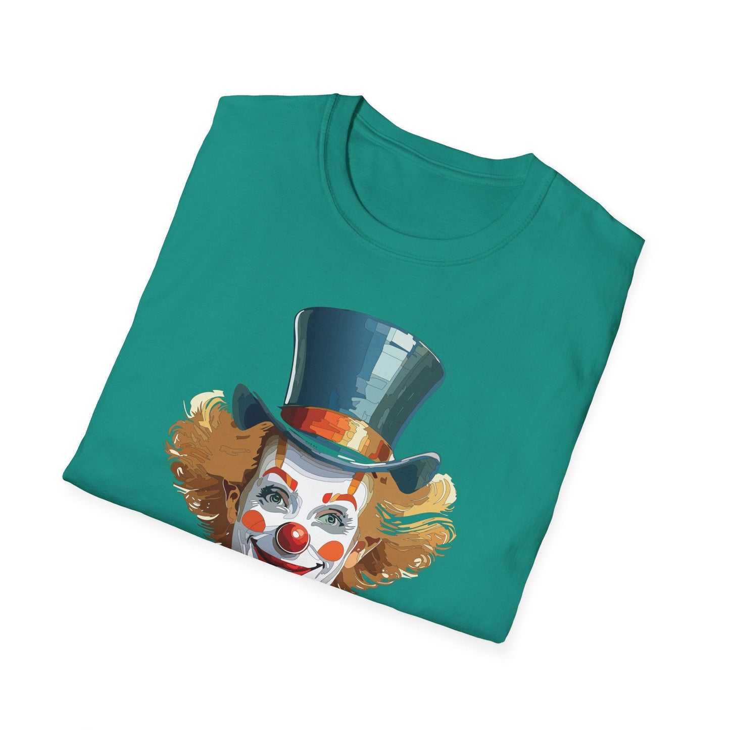 Funny Clown Shirt Unisex T Shirt Circus Style Tee With Scary Man Artwork Gildan 64000
