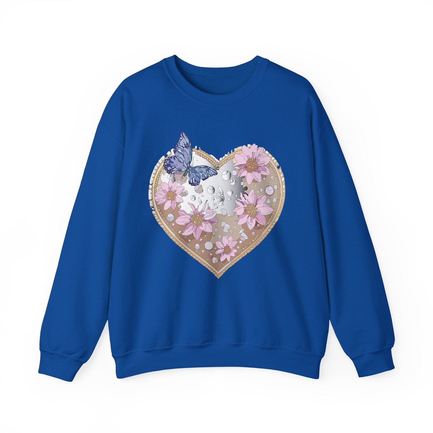 Floral Heart Love Sweatshirt For Valentines Day Unisex Heavy Blend Crewneck Sweatshirt
