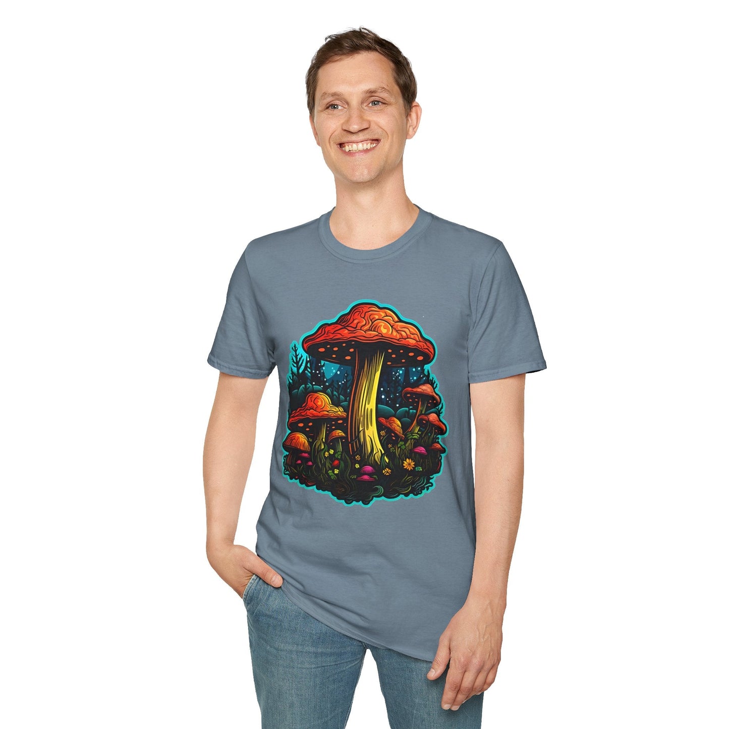 Funny Mashroom Graphic Unisex Softstyle Cotton With Cartoon Illustration Design 22