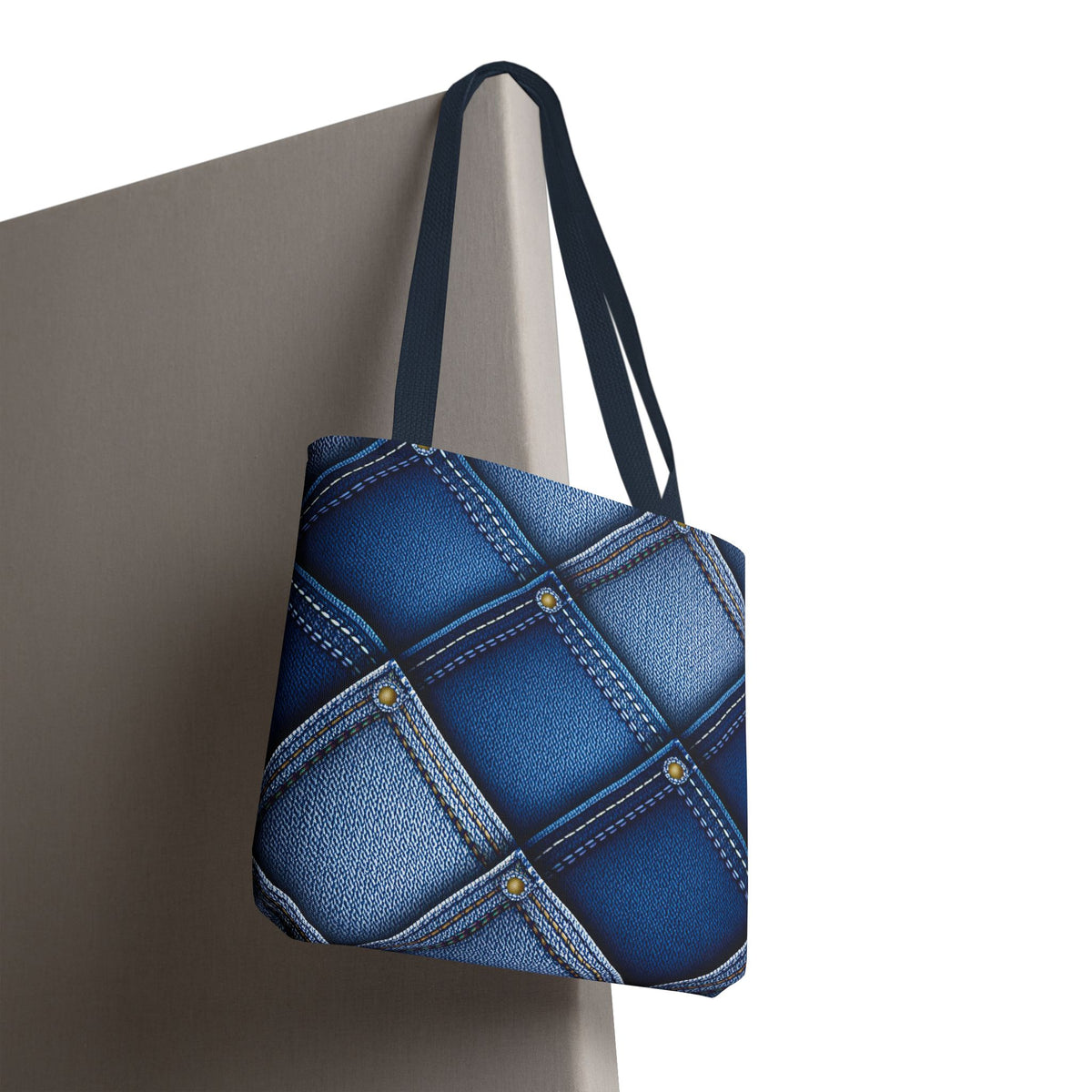 Denim Fabric Imitation Print Unisex Canvas Bag Poly Spun 3 Sizes Tote Bag 116
